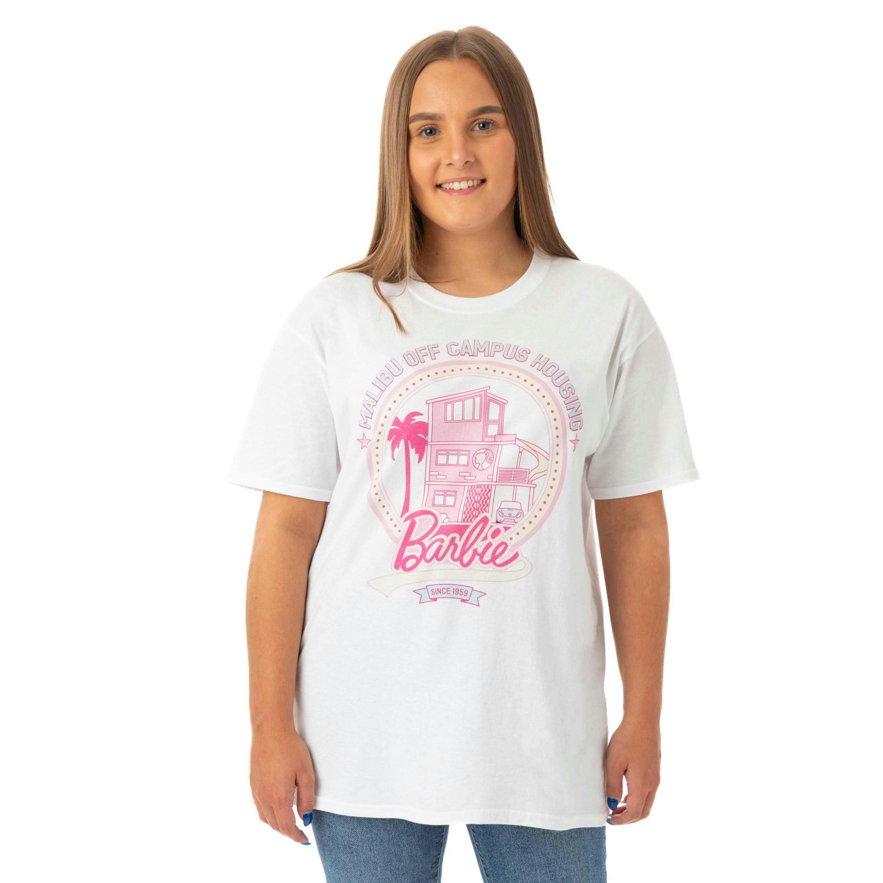 Barbie Womens White Malibu Off Campus Short Sleeved T-Shirt by Vanilla Underground , view 1 of 6