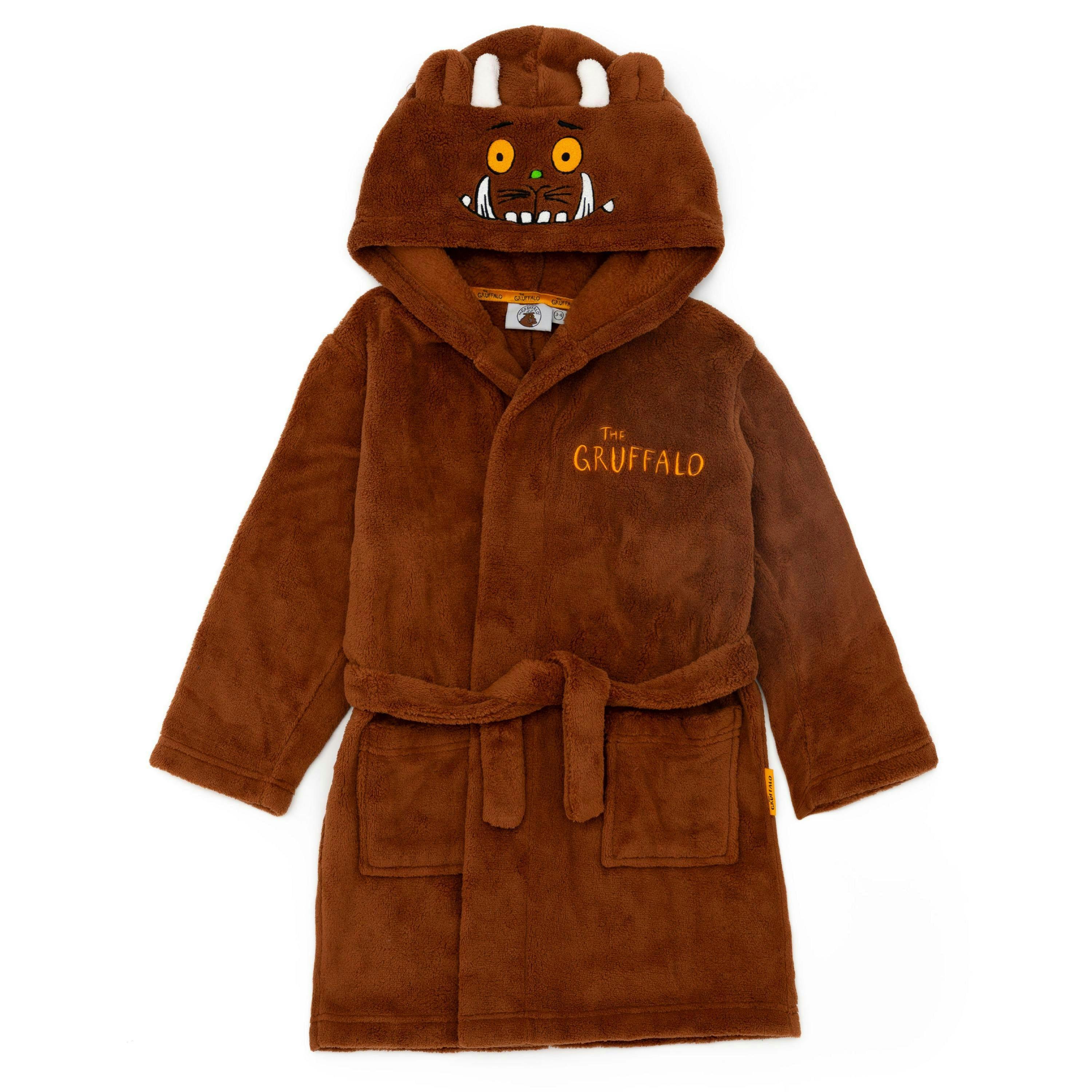 Gruffalo & Friends Unisex Kids Brown Gruffalo Bathrobe by Vanilla Underground , view 1 of 5