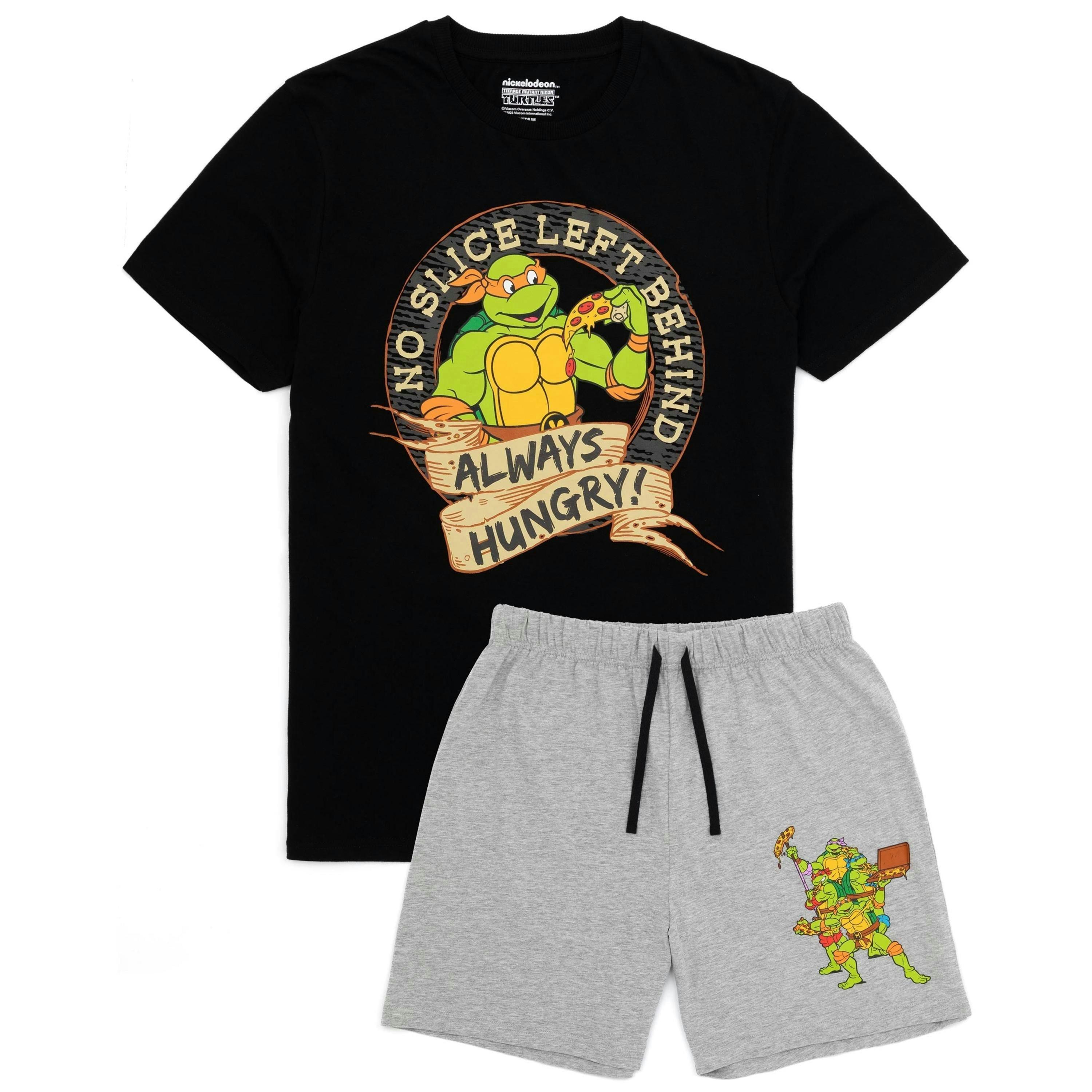 Teenage Mutant Ninja Turtles Mens Grey Always Hungry Short Sleeve Short Leg Pyjama Set by Vanilla Underground , view 1 of 5