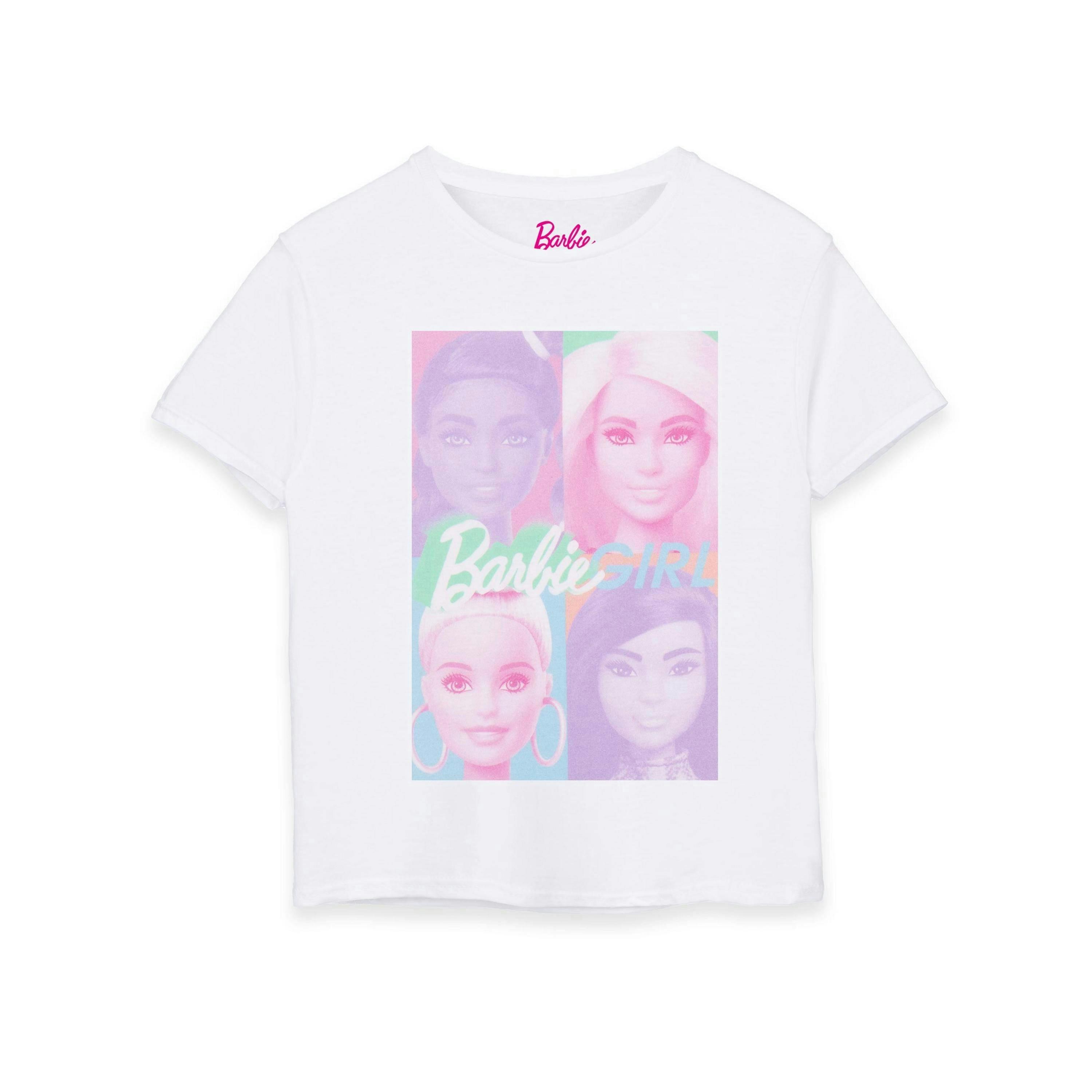 Barbie Girls White Colour Block Portrait Short Sleeved T-Shirt by Vanilla Underground , view 1 of 6