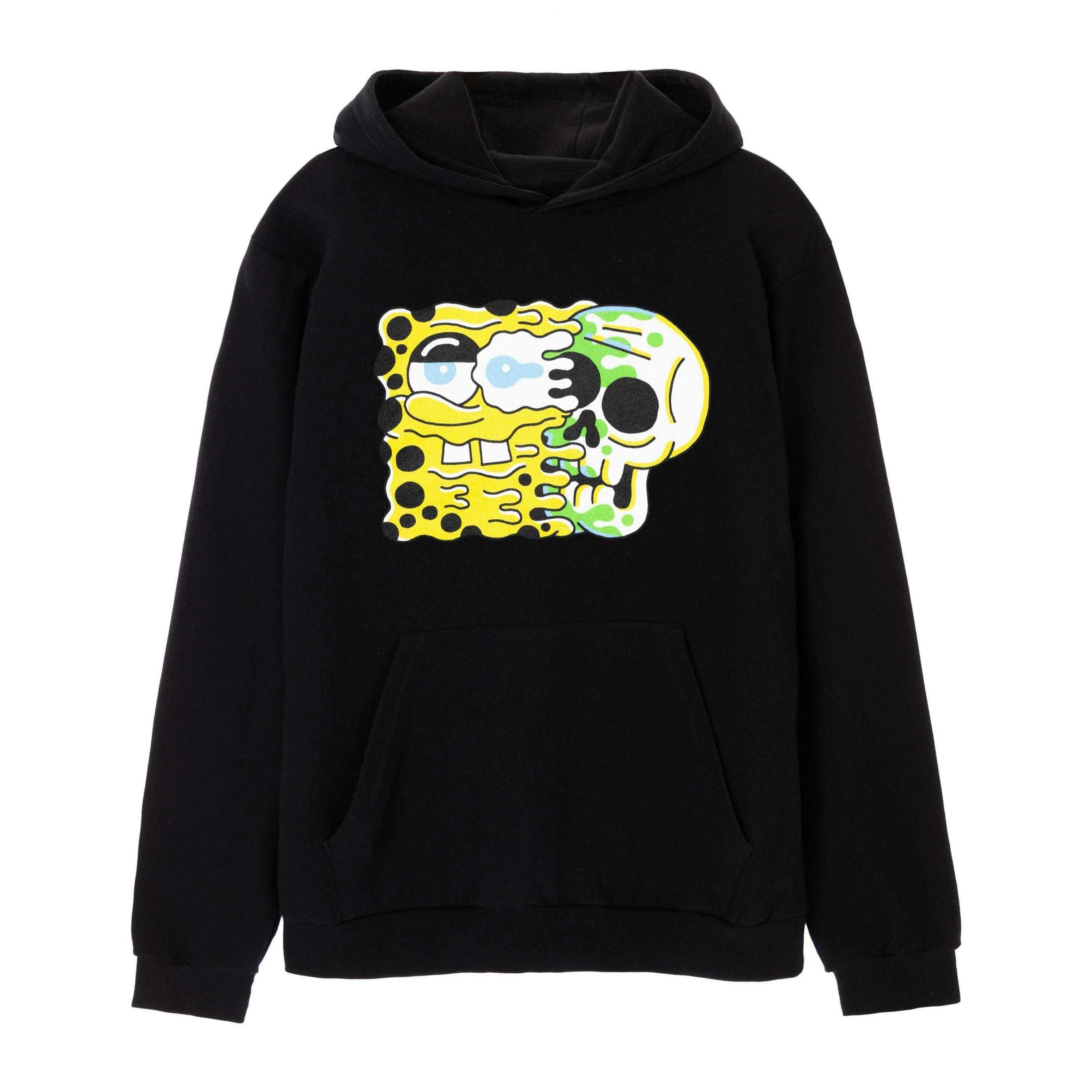 SpongeBob SquarePants Mens Black Spongebob Skull Hoodie by Vanilla Underground , view 1 of 6