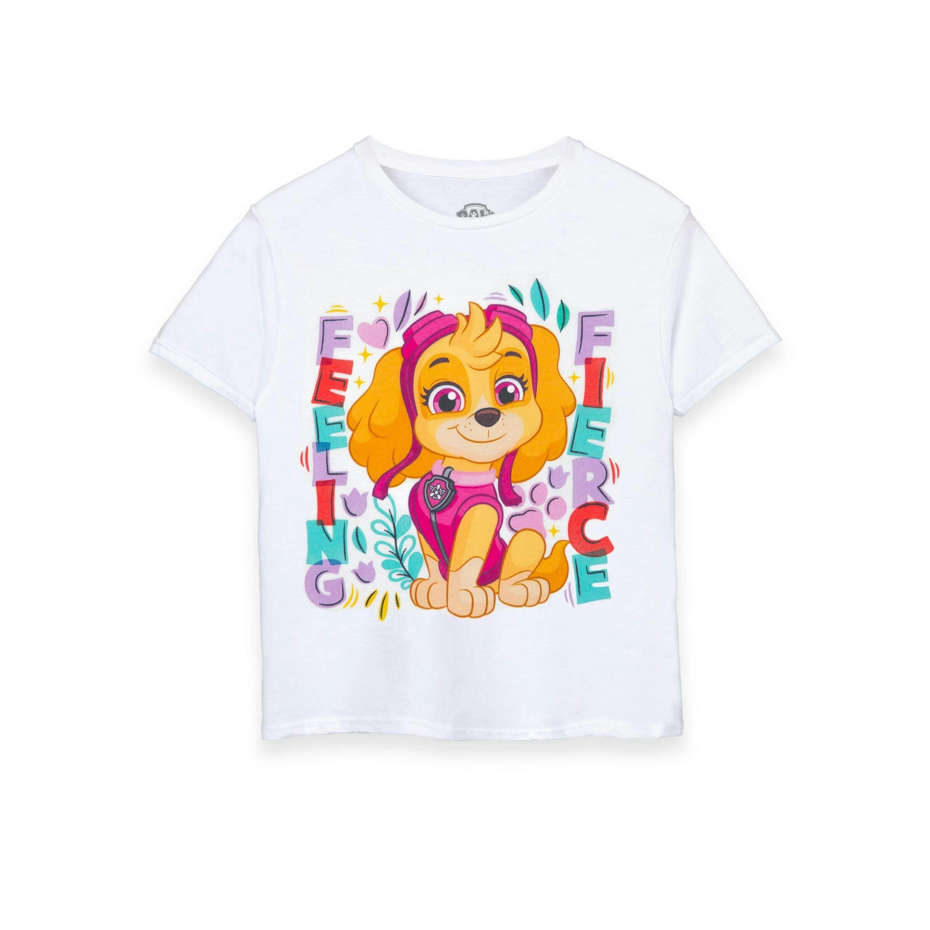 Paw Patrol Girls White Feeling Fierce Short Sleeved T-Shirt by Vanilla Underground , view 1 of 6