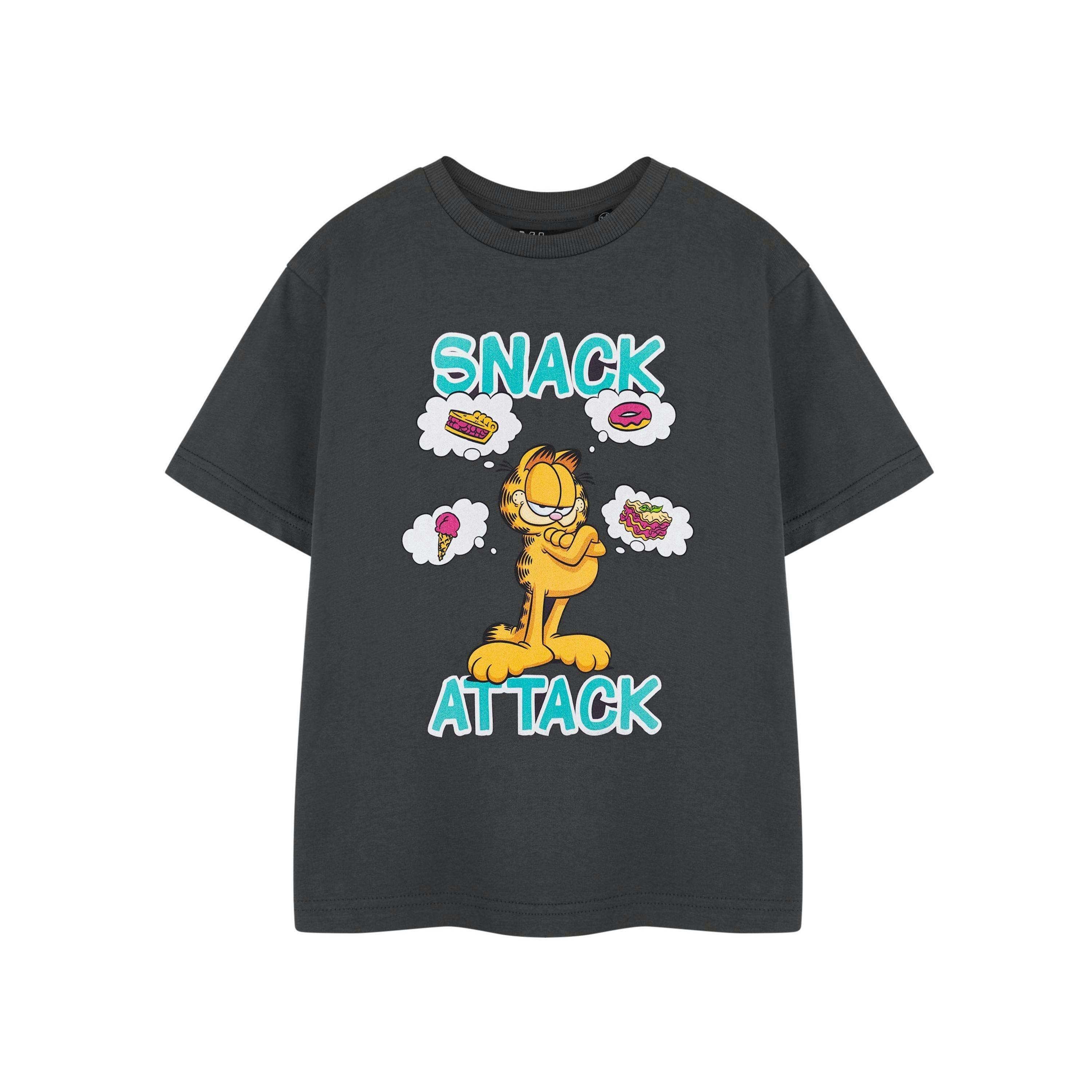 Garfield Boys Grey Snack Attack Short Sleeved T-Shirt by Vanilla Underground , view 1 of 3
