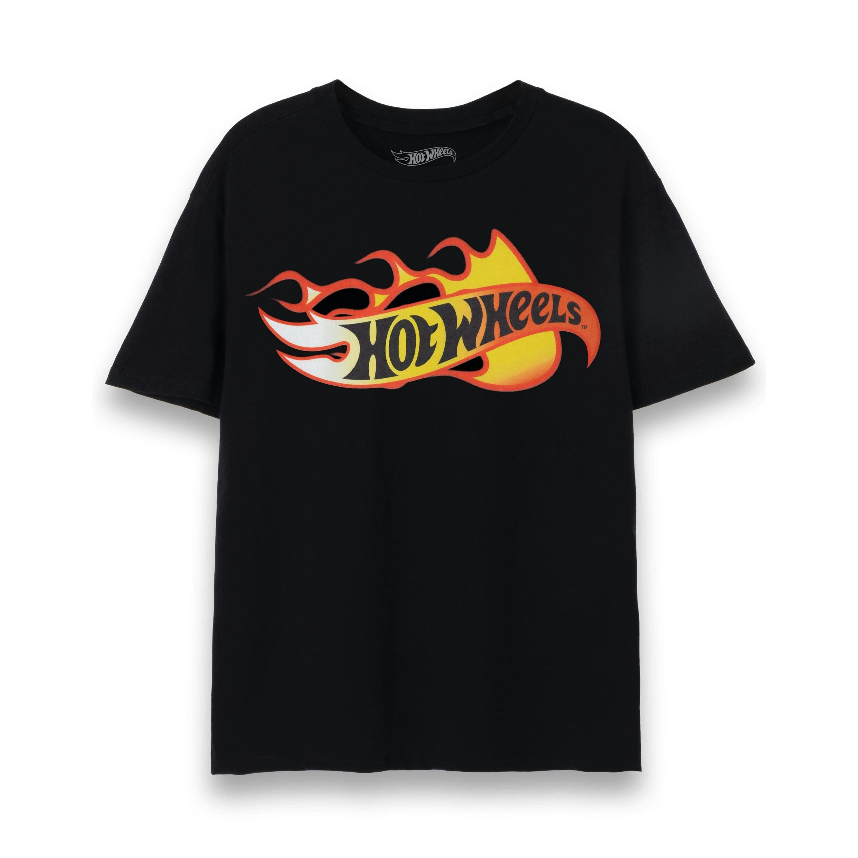 Hot Wheels Mens Black Flames Short Sleeved T-Shirt by Vanilla Underground , view 1 of 4