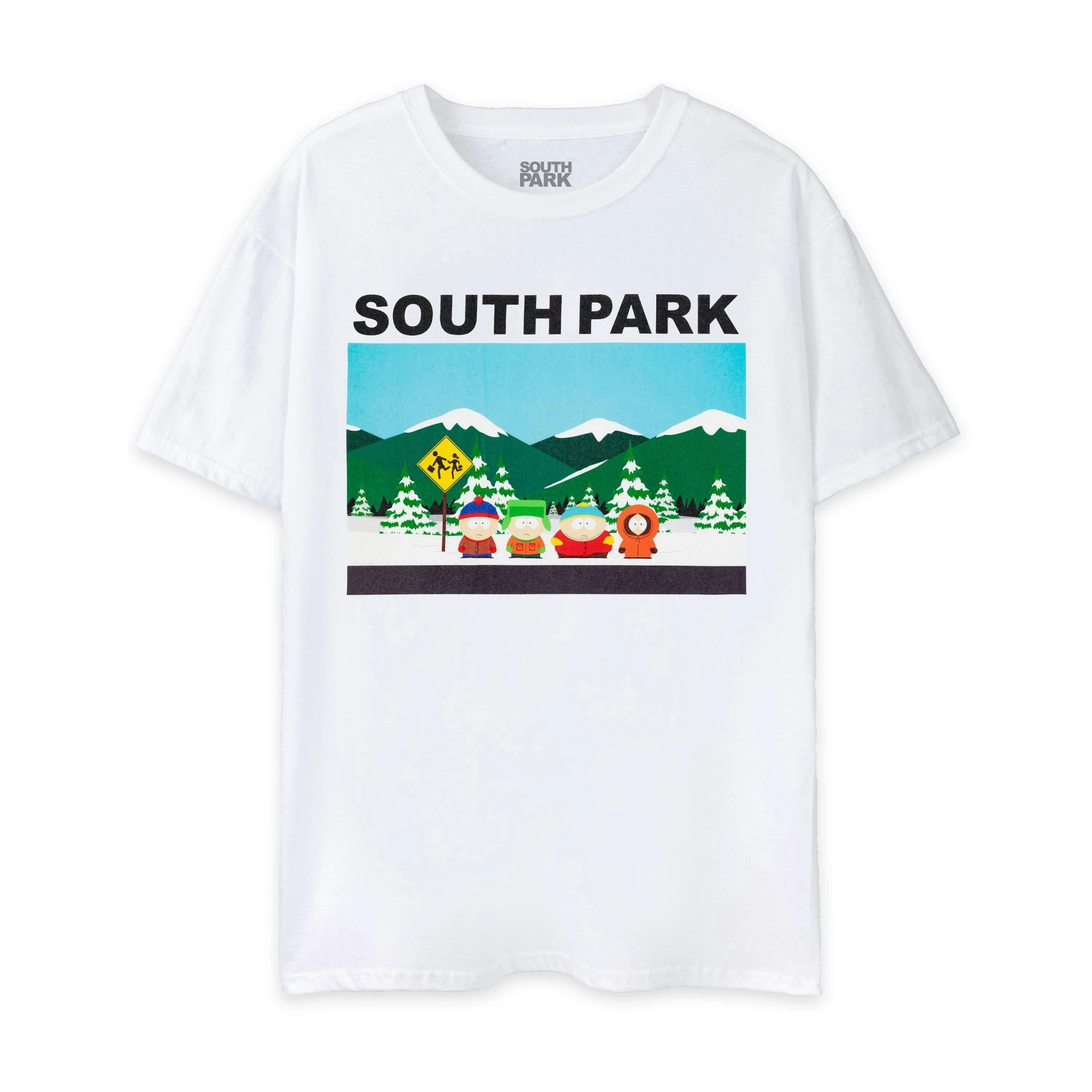 South Park Mens White Classic Scene Short Sleeved T-Shirt by Vanilla Underground , view 1 of 6