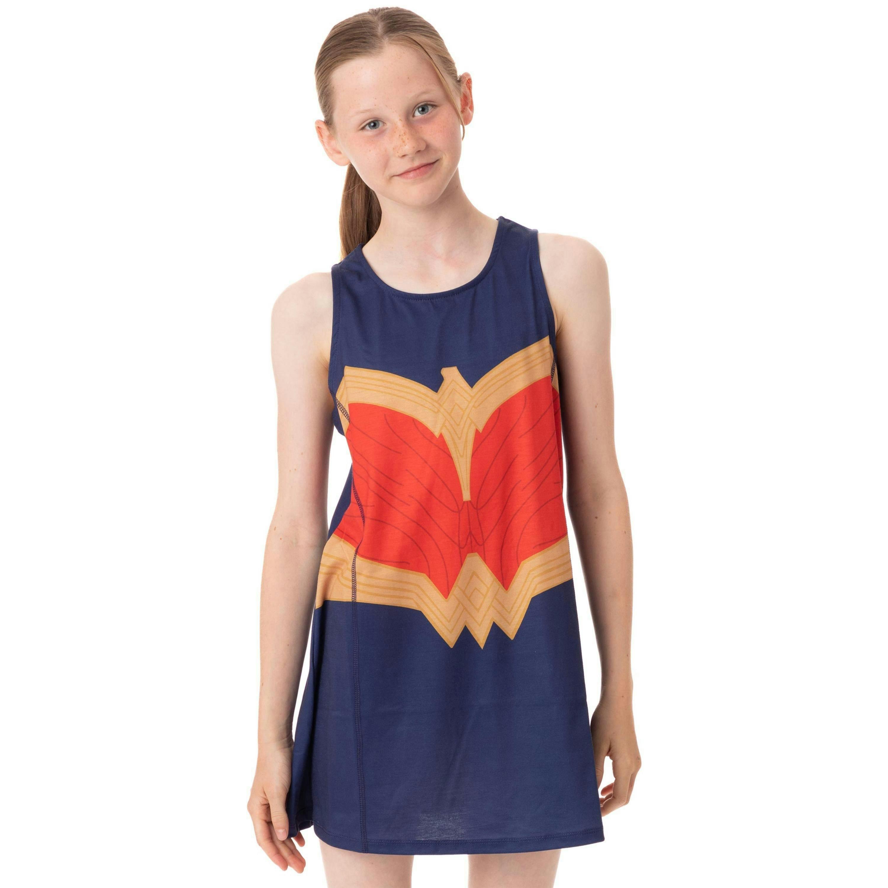 DC Comics Girls Blue Logo Sleeveless Skater Dress by Vanilla Underground , view 1 of 5