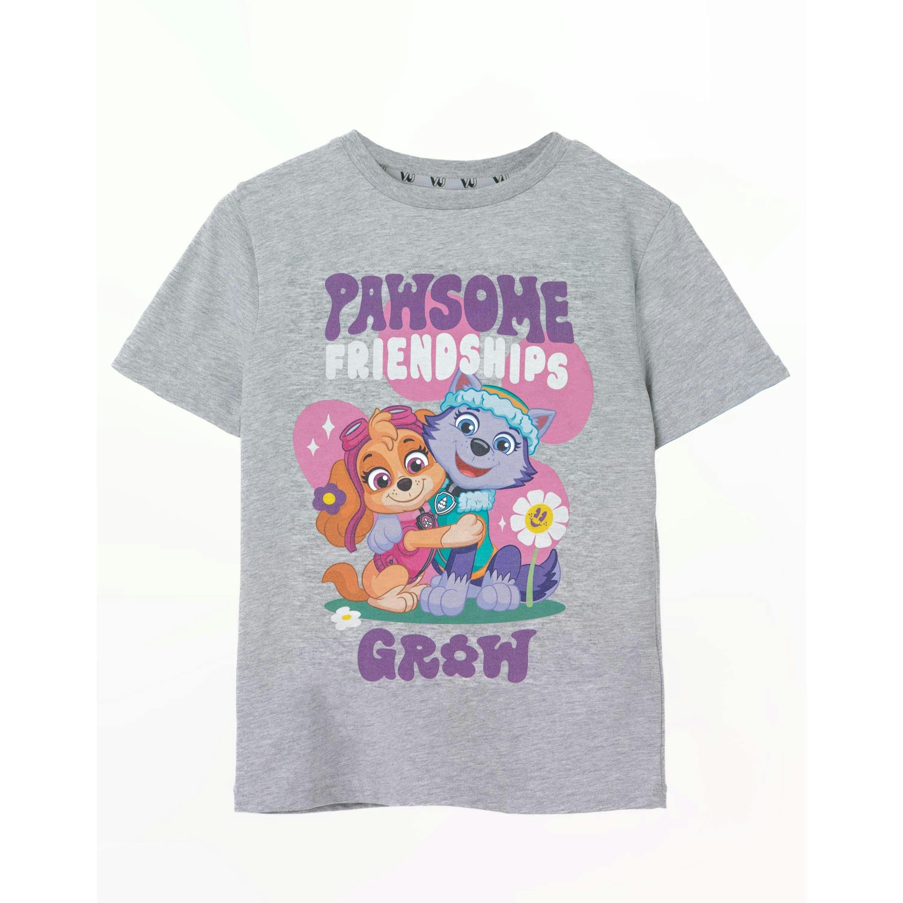 Paw Patrol Unisex Kids Grey Pawsome Friendships Short Sleeved T-Shirt by Vanilla Underground , view 1 of 6