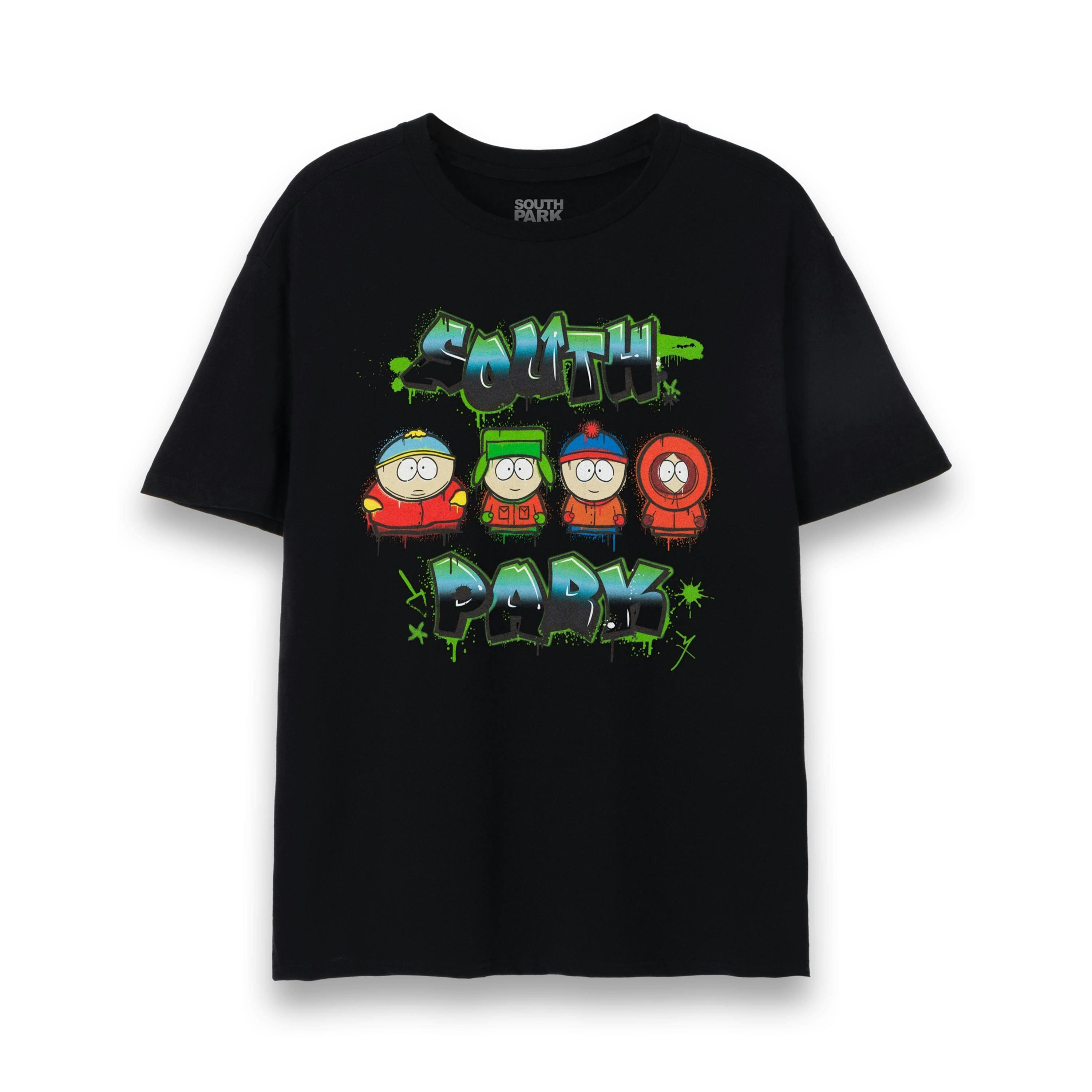 South Park Mens Black Graffiti Logo Short Sleeved T-Shirt by Vanilla Underground , view 1 of 6