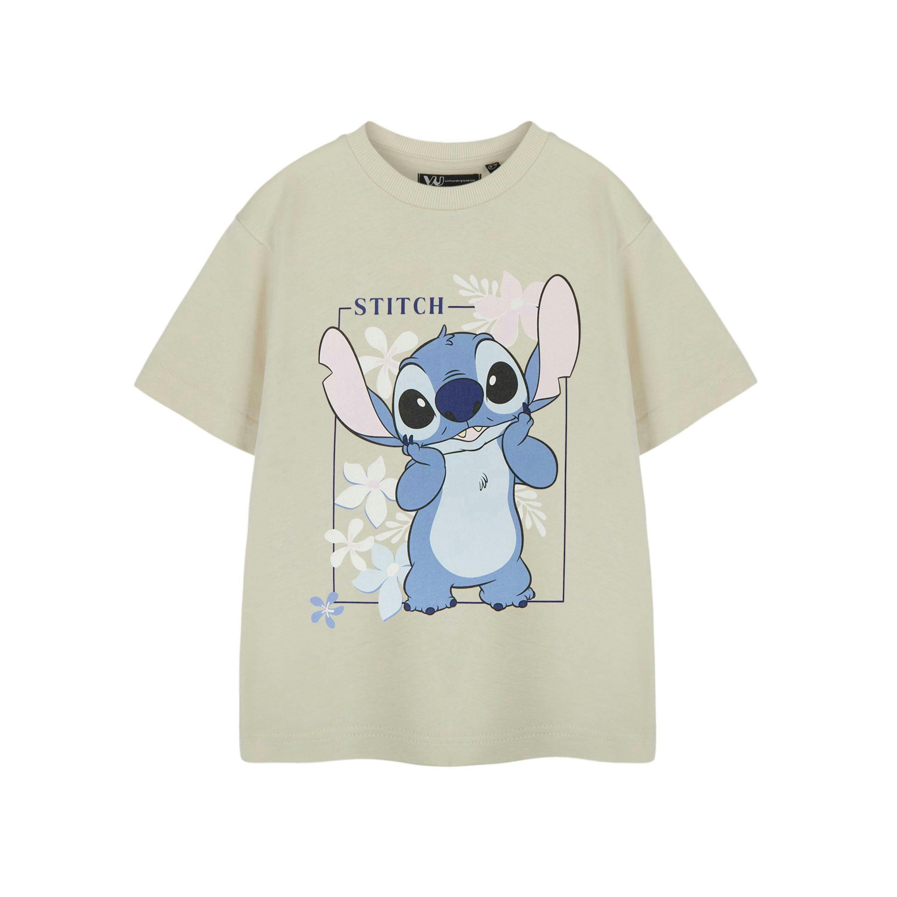 Lilo & Stitch Lilo & Stitch Girls Beige Big Character Short Sleeved T-Shirt by Vanilla Underground , view 1 of 3