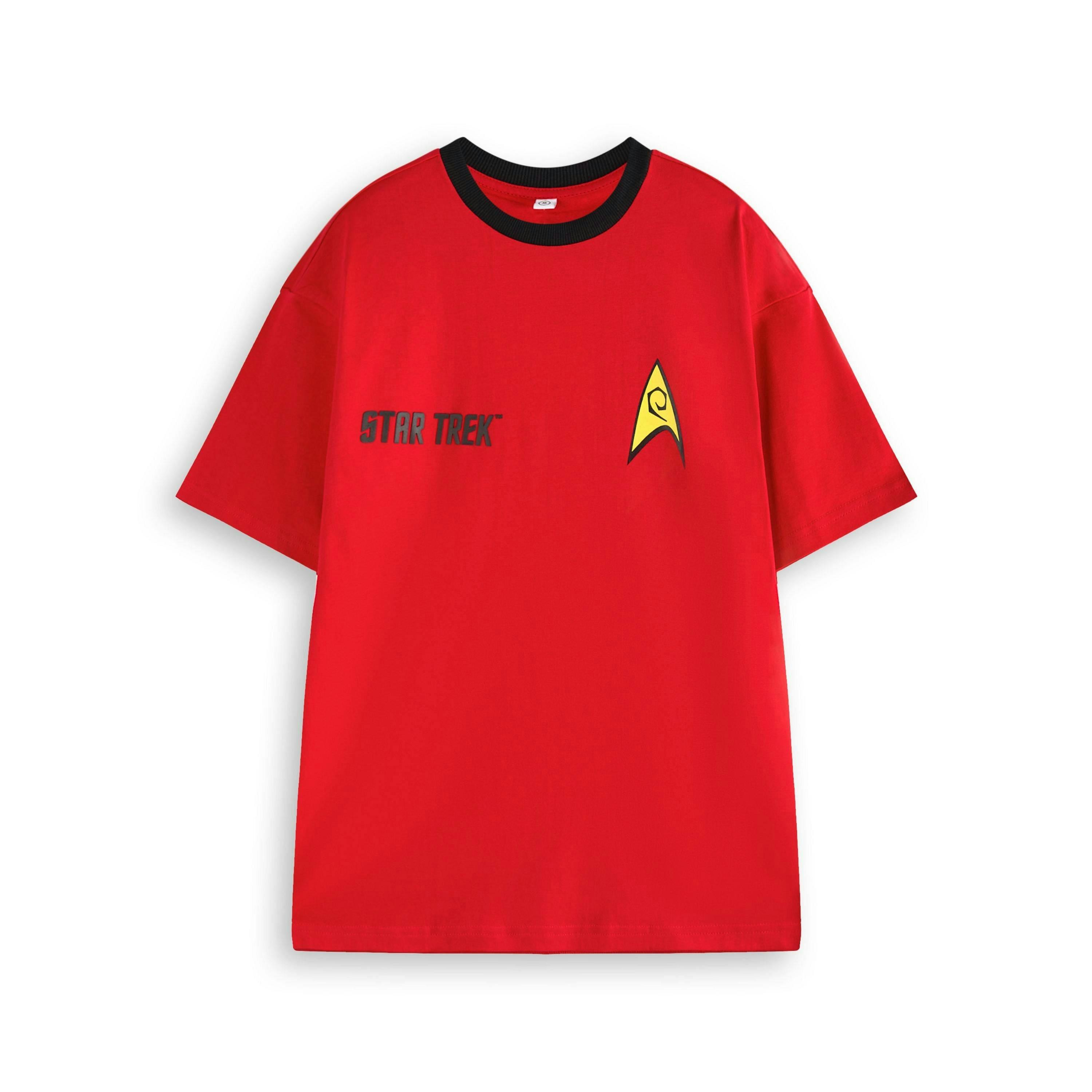 Star Trek Mens Red Uniform Short Sleeved T-Shirt by Vanilla Underground , view 1 of 6