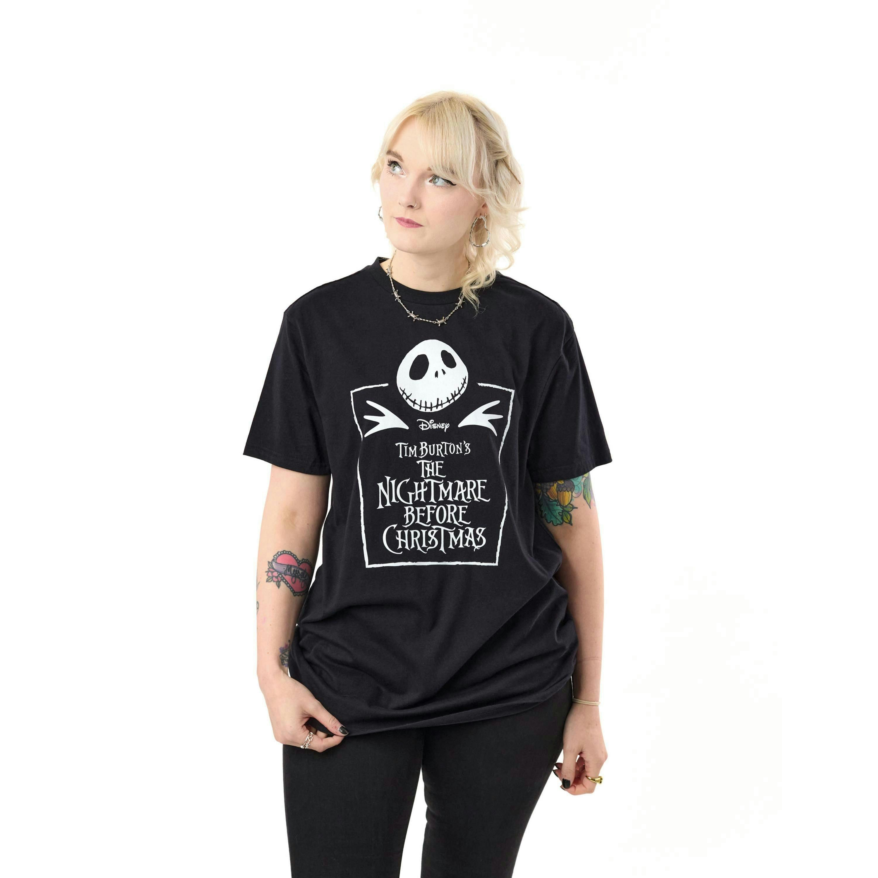Disney The Nightmare Before Christmas Unisex Black Coffin Short Sleeved T-Shirt by Vanilla Underground , view 1 of 4