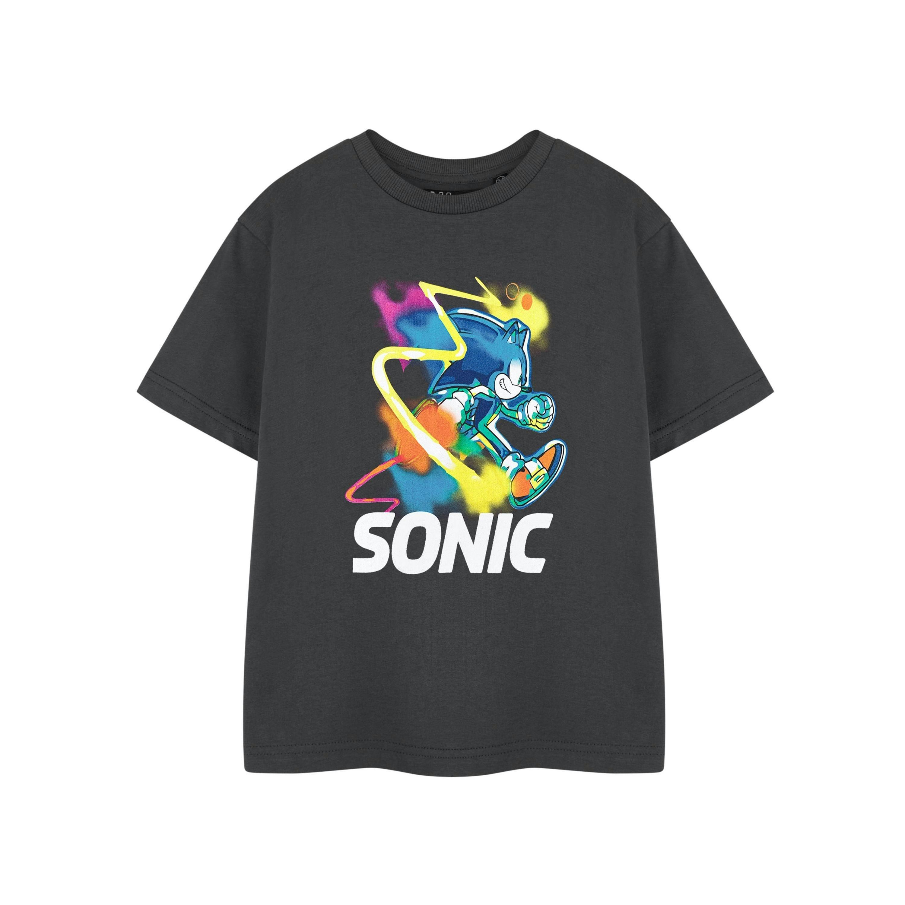 Sonic the Hedgehog Boys Grey Watercolour Short Sleeved T-Shirt by Vanilla Underground , view 1 of 3