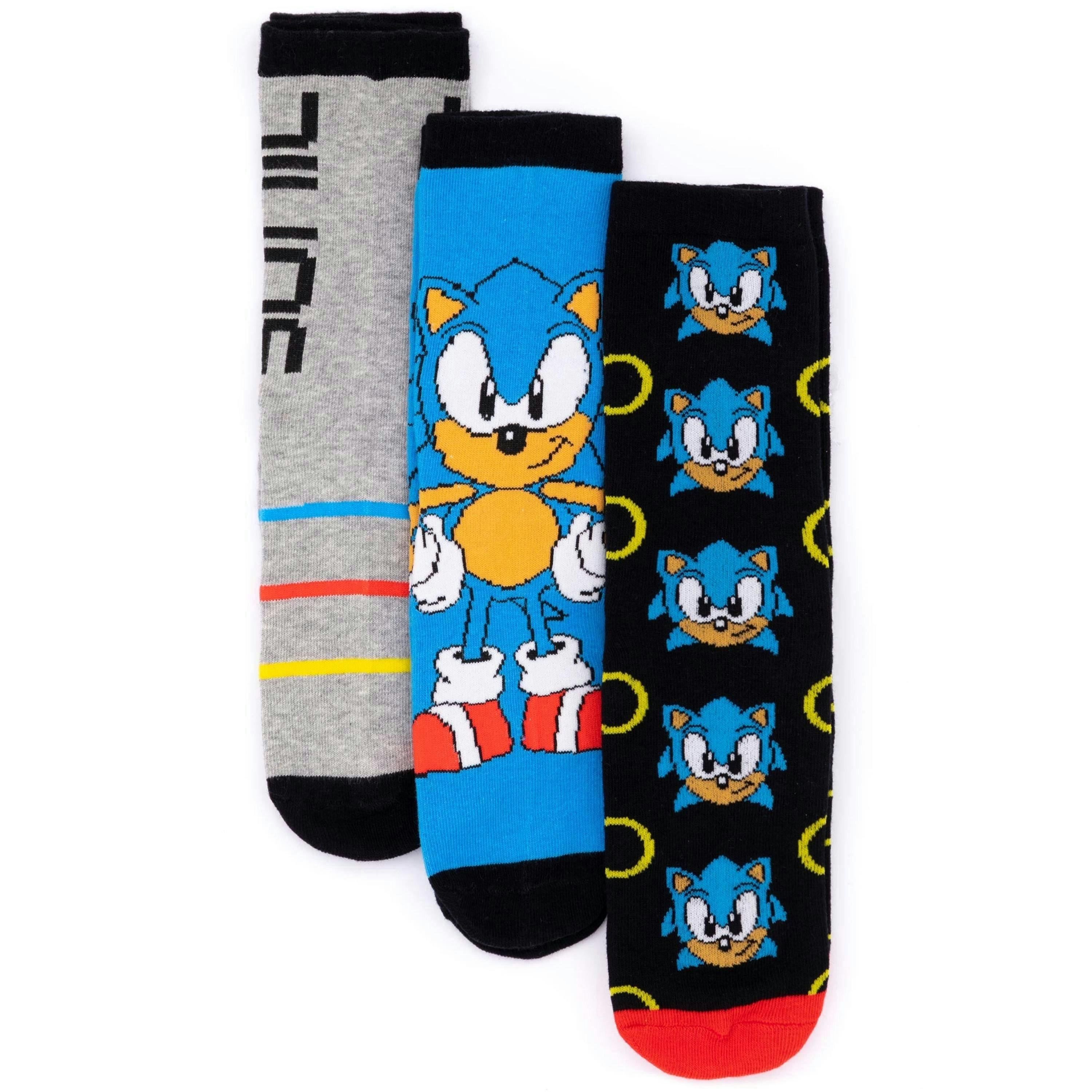 Sonic the Hedgehog Mens Black Sonic Calf Socks Set of 3 by Vanilla Underground , view 1 of 5
