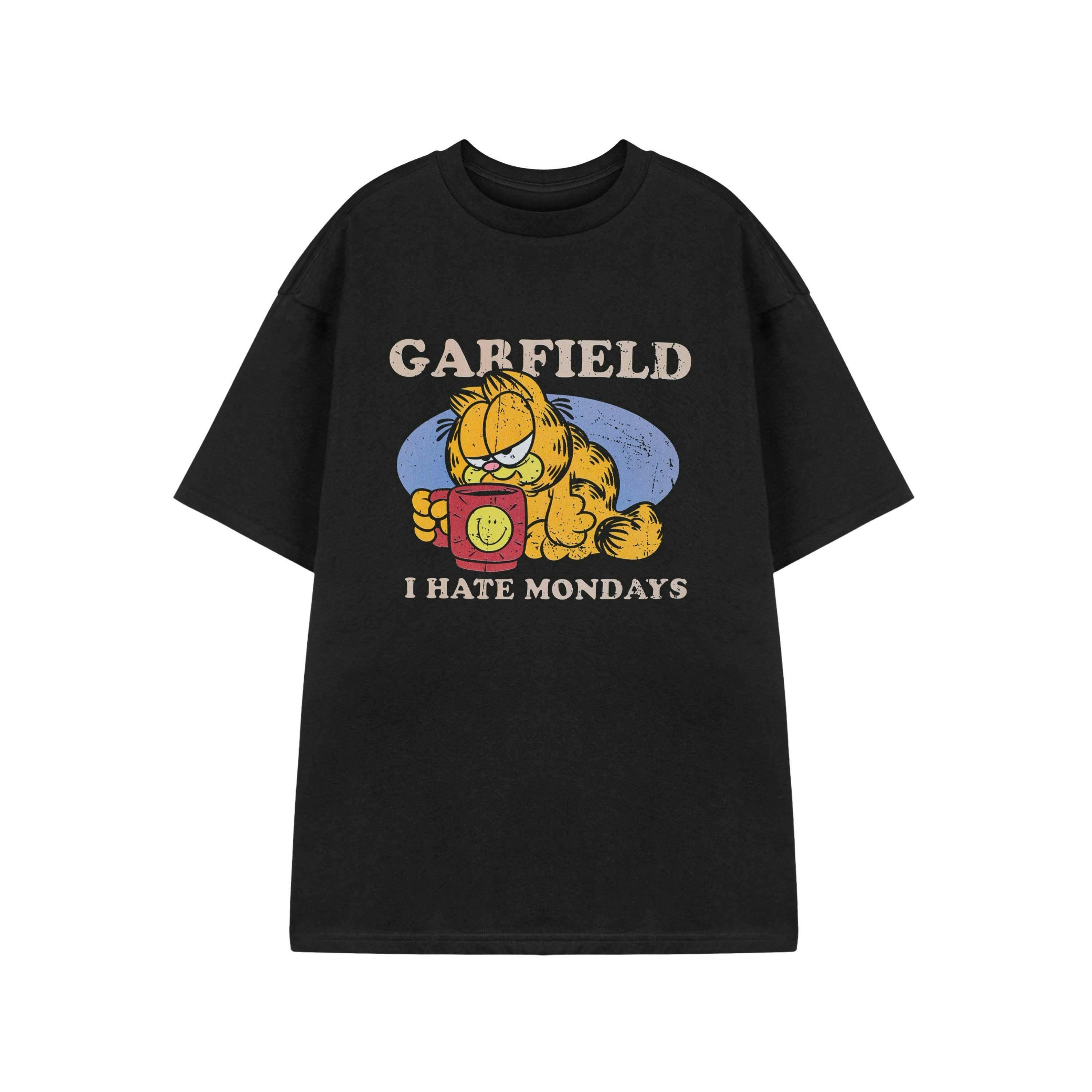 Garfield Mens Black I Hate Mondays Short Sleeved T-Shirt by Vanilla Underground , view 1 of 3