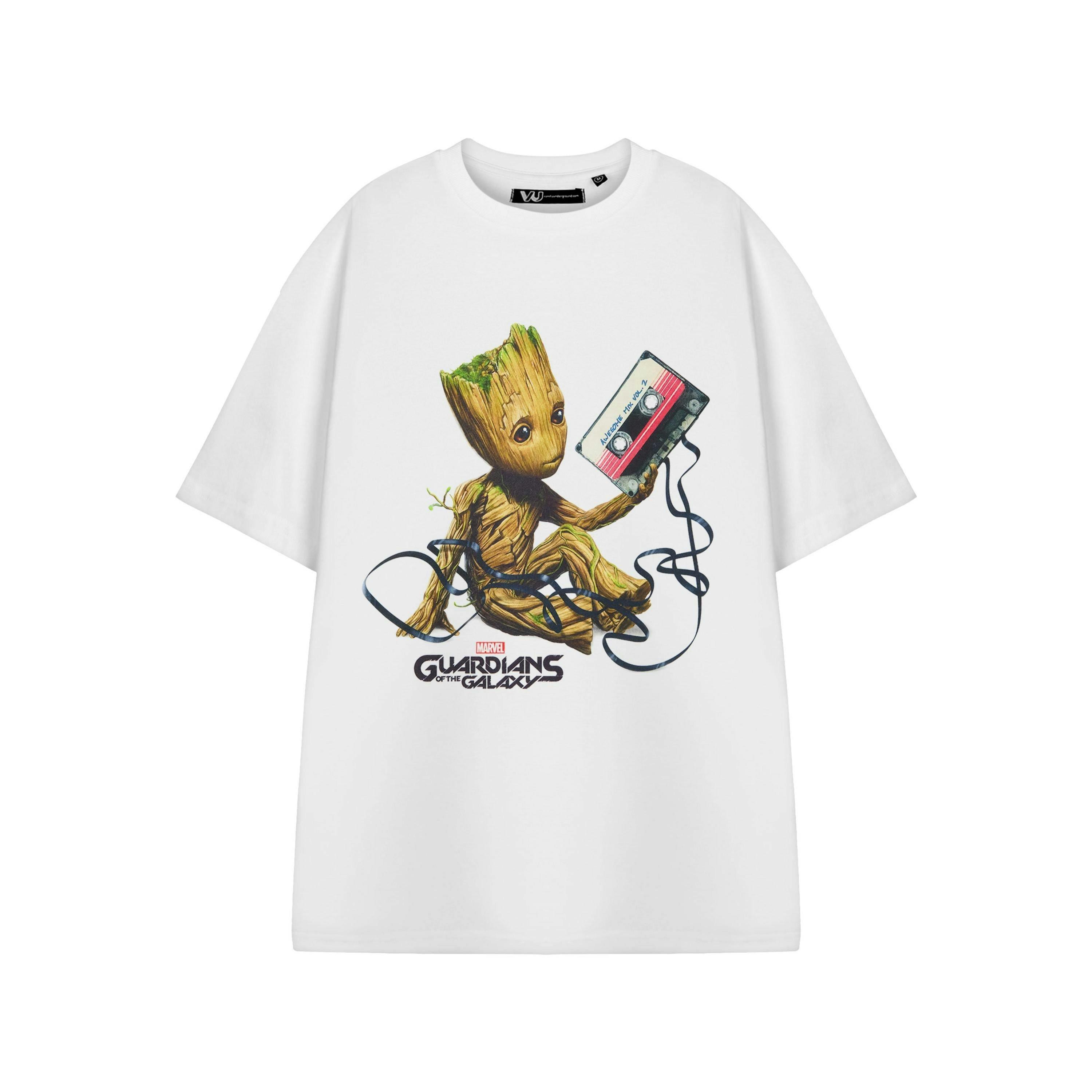 Marvel Guardians Of The Galaxy Mens White Groot Short Sleeved T-Shirt by Vanilla Underground , view 1 of 3