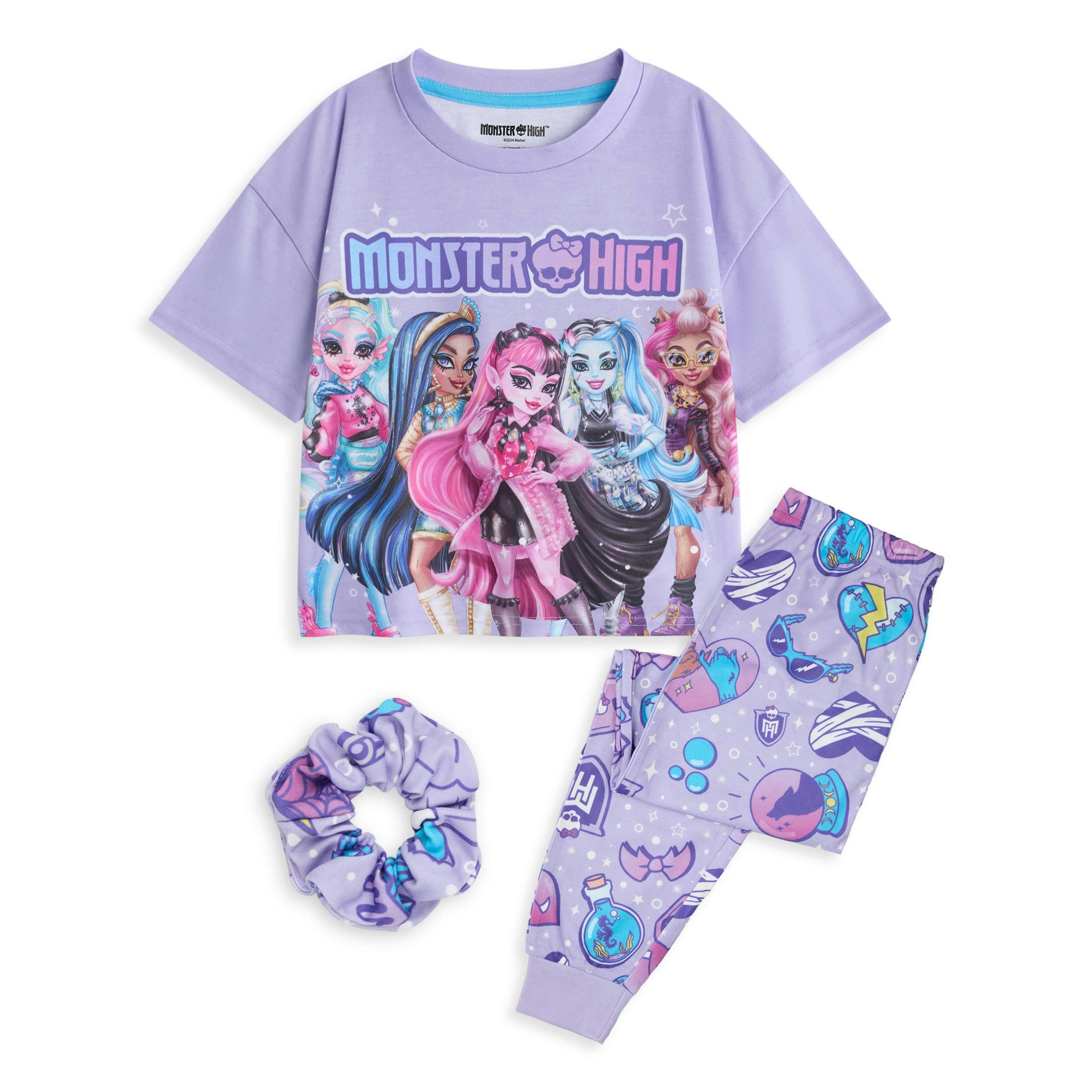 Monster High Girls Purple Character Group Short Sleeve Long Leg Pyjama Set by Vanilla Underground , view 1 of 6