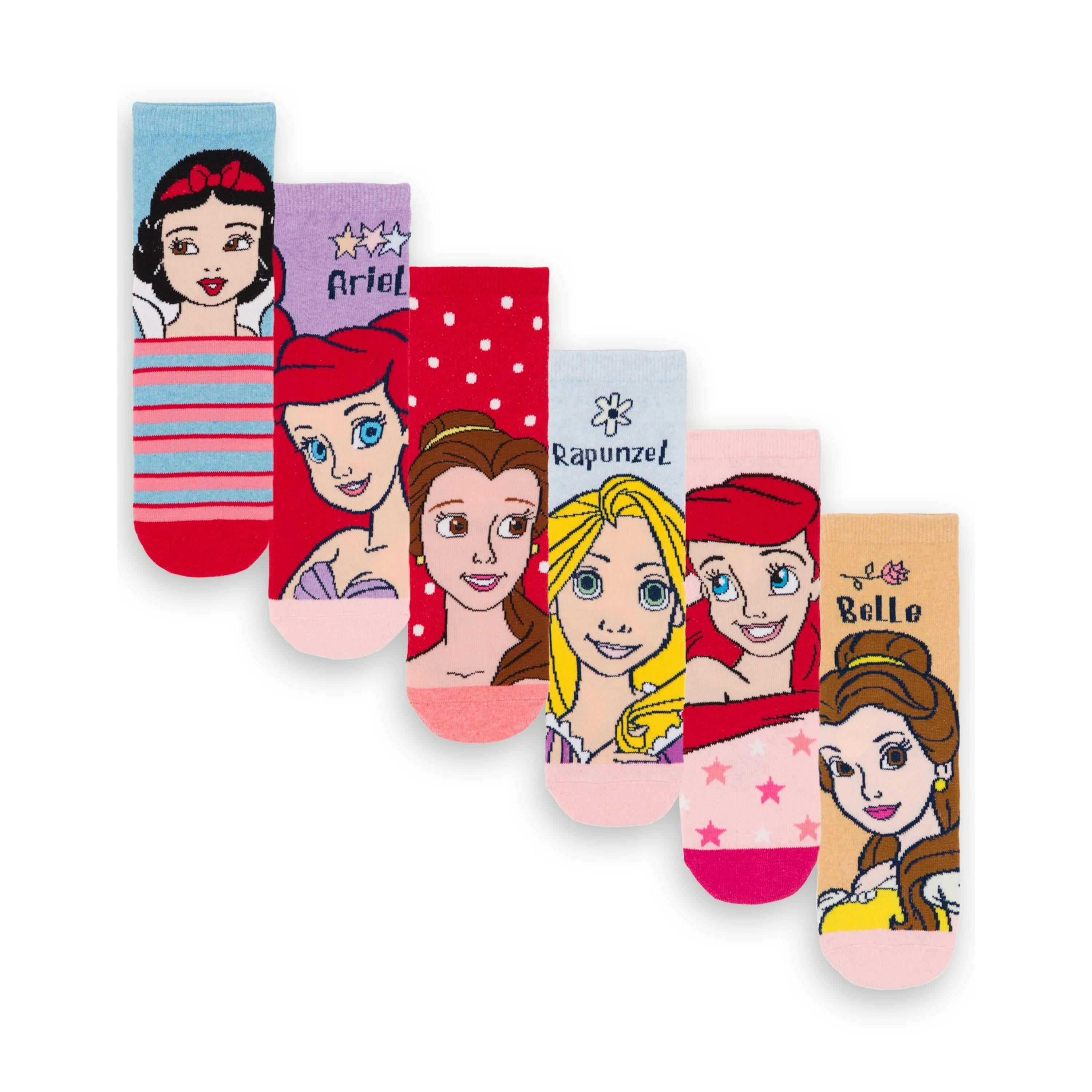 Disney Princess Girls Multicoloured 6 Pack Calf Socks Set of 6 by Vanilla Underground , view 1 of 6
