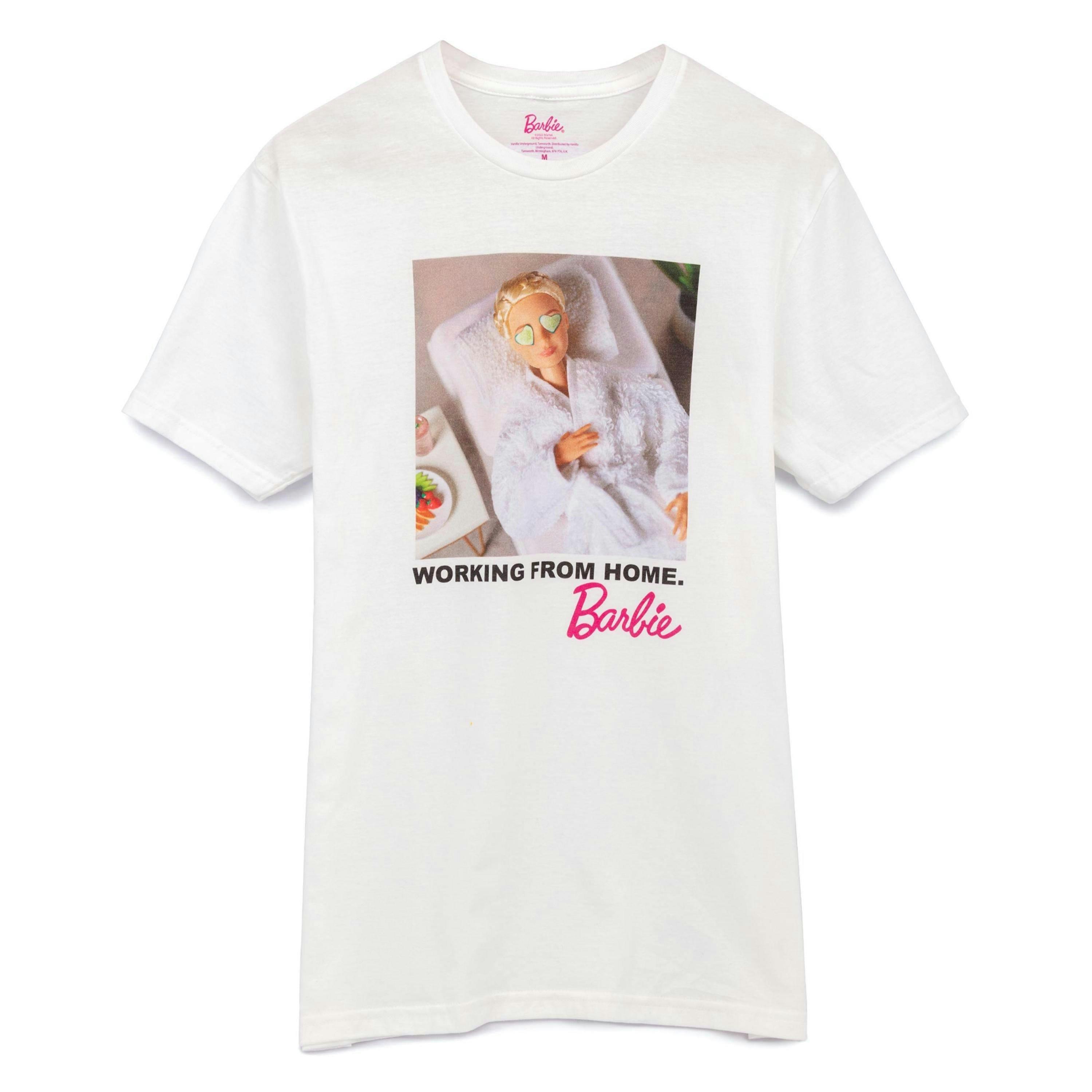 Barbie Womens White Barbie Doll Print Short Sleeved T-Shirt by Vanilla Underground , view 1 of 6
