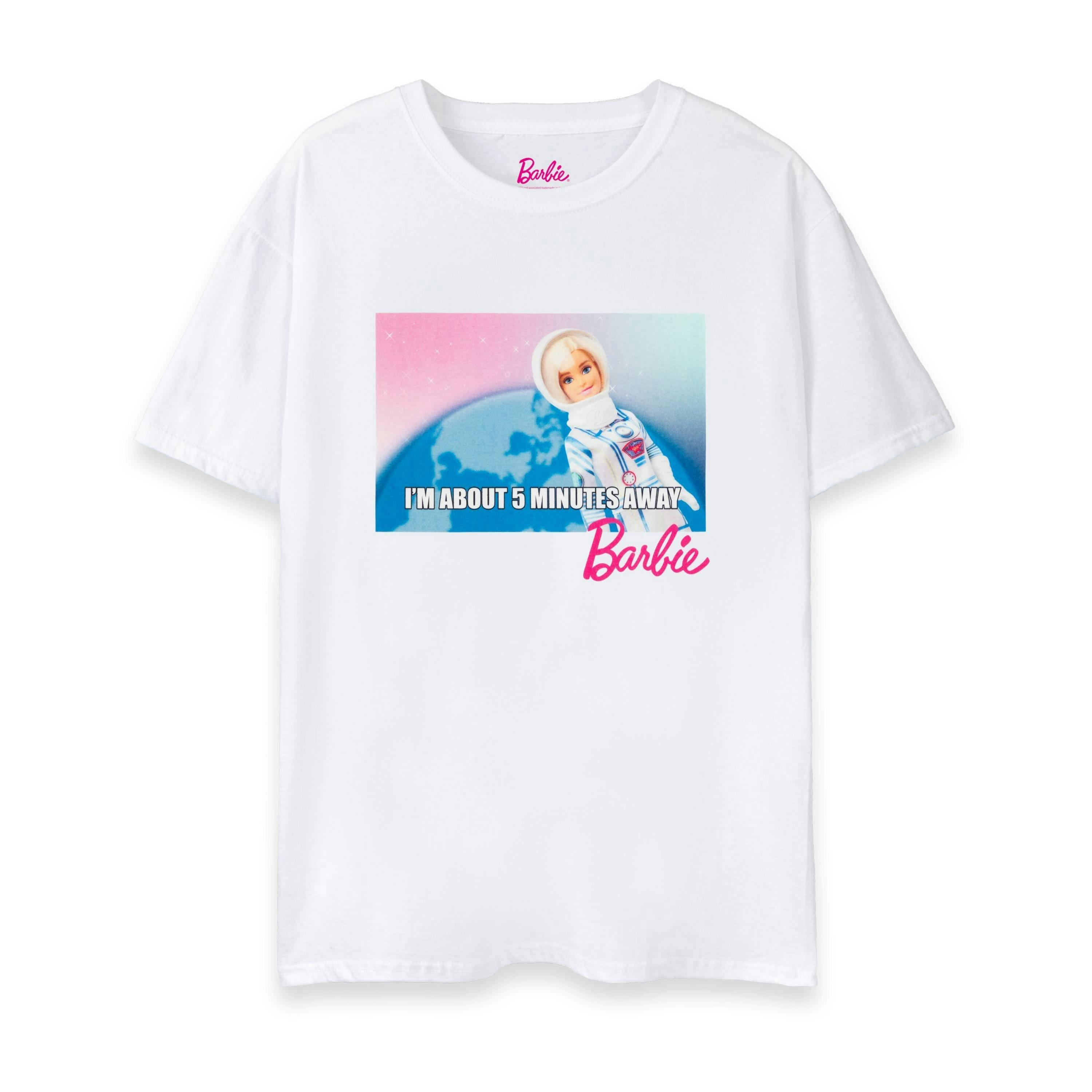 Barbie Womens White Barbie Doll In Space Short Sleeved T-Shirt by Vanilla Underground , view 1 of 6