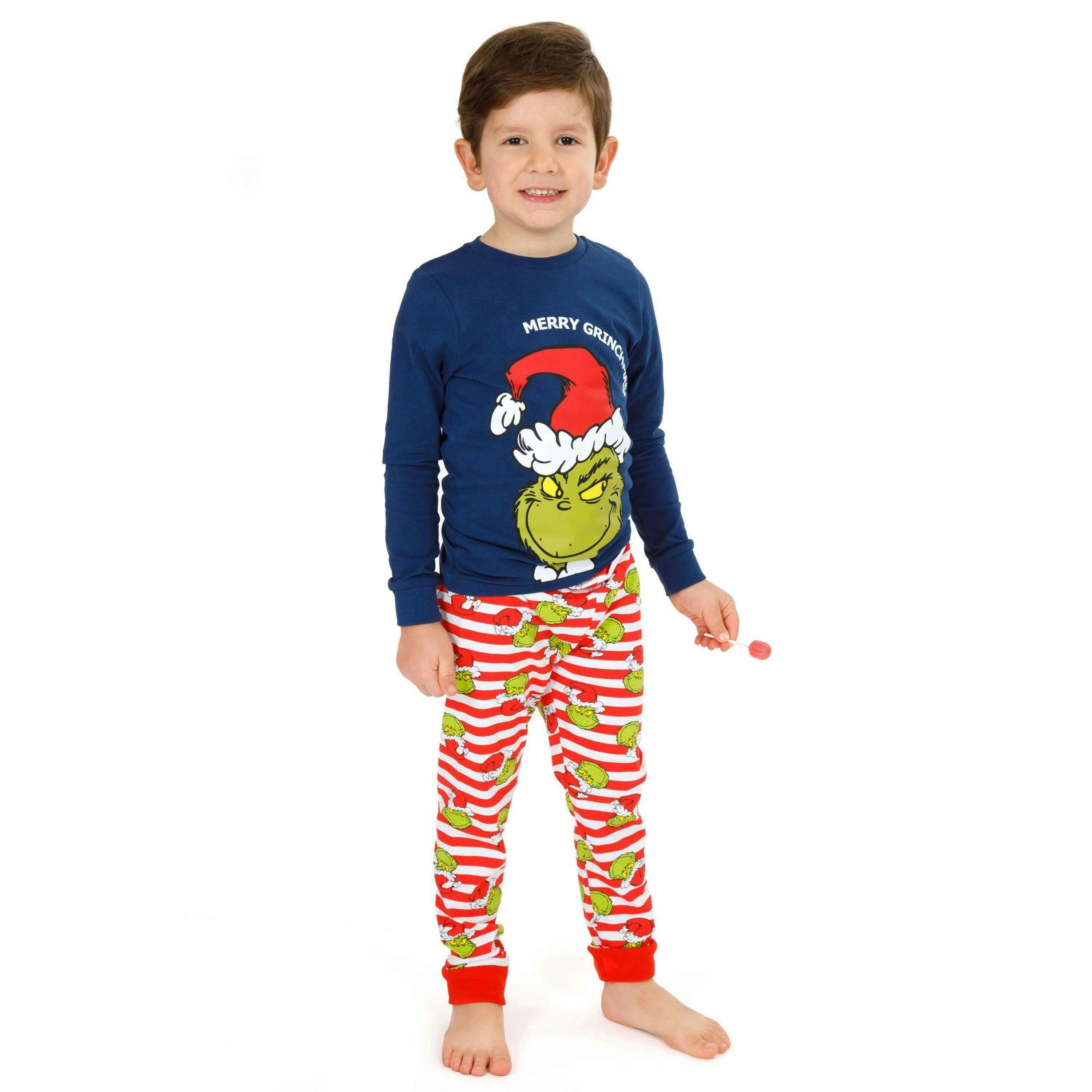 The Grinch Boys Blue Character Long Sleeve Long Leg Pyjama Set by Vanilla Underground , view 1 of 5