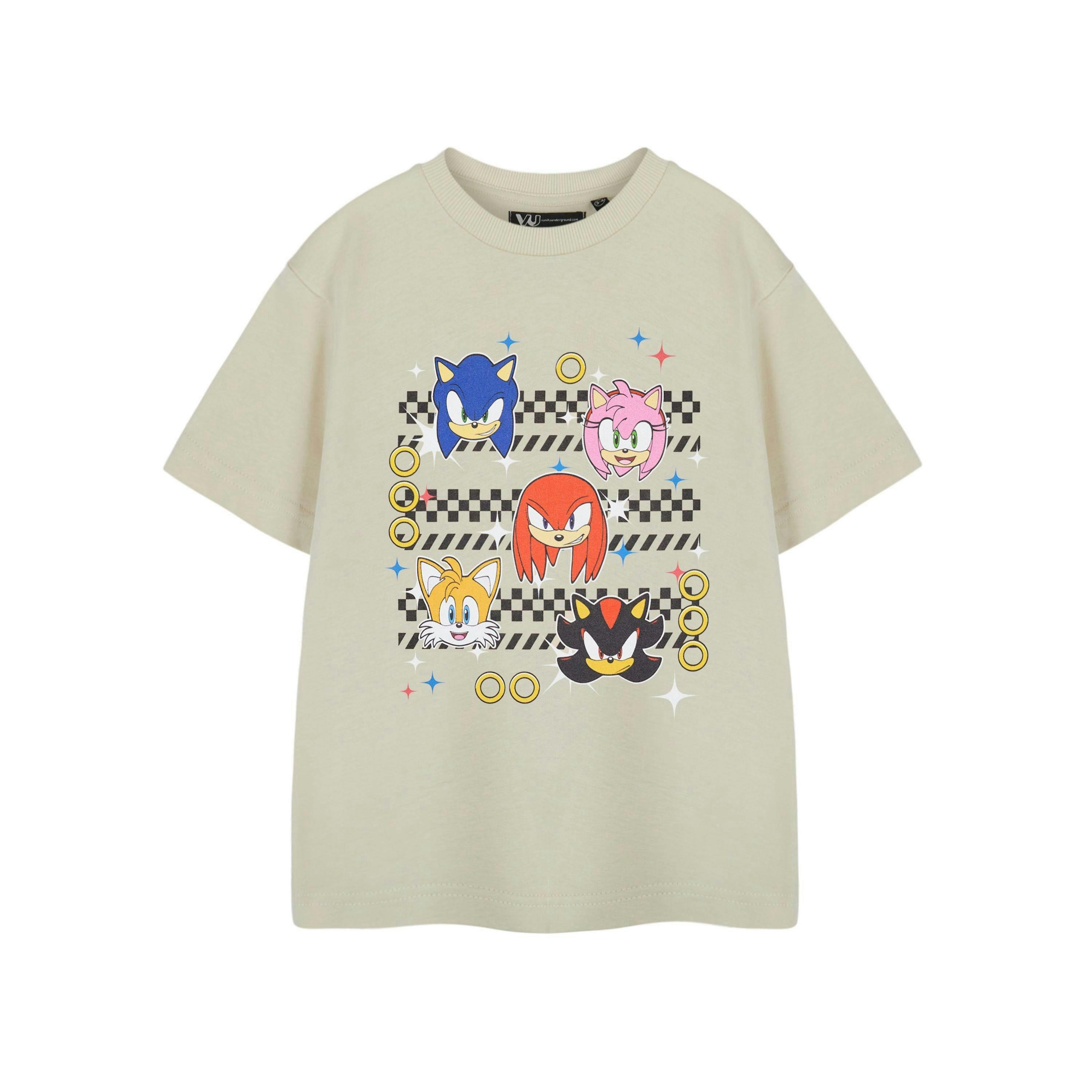 Sonic the Hedgehog Boys Beige Group Faces Short Sleeved T-Shirt by Vanilla Underground , view 1 of 3