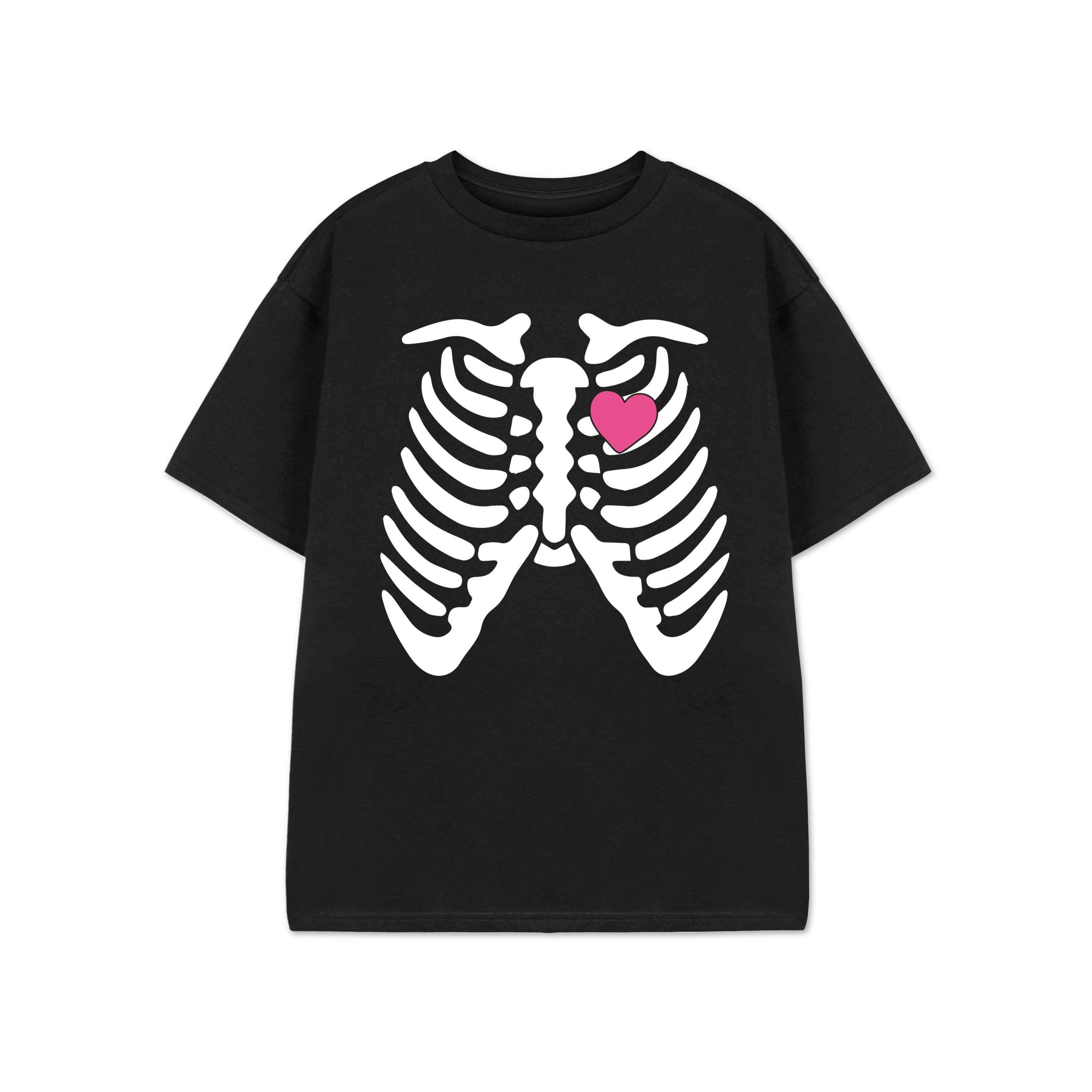 Show Me The Merch Girls Black Ribcage Short Sleeved T-Shirt by Vanilla Underground , view 1 of 1