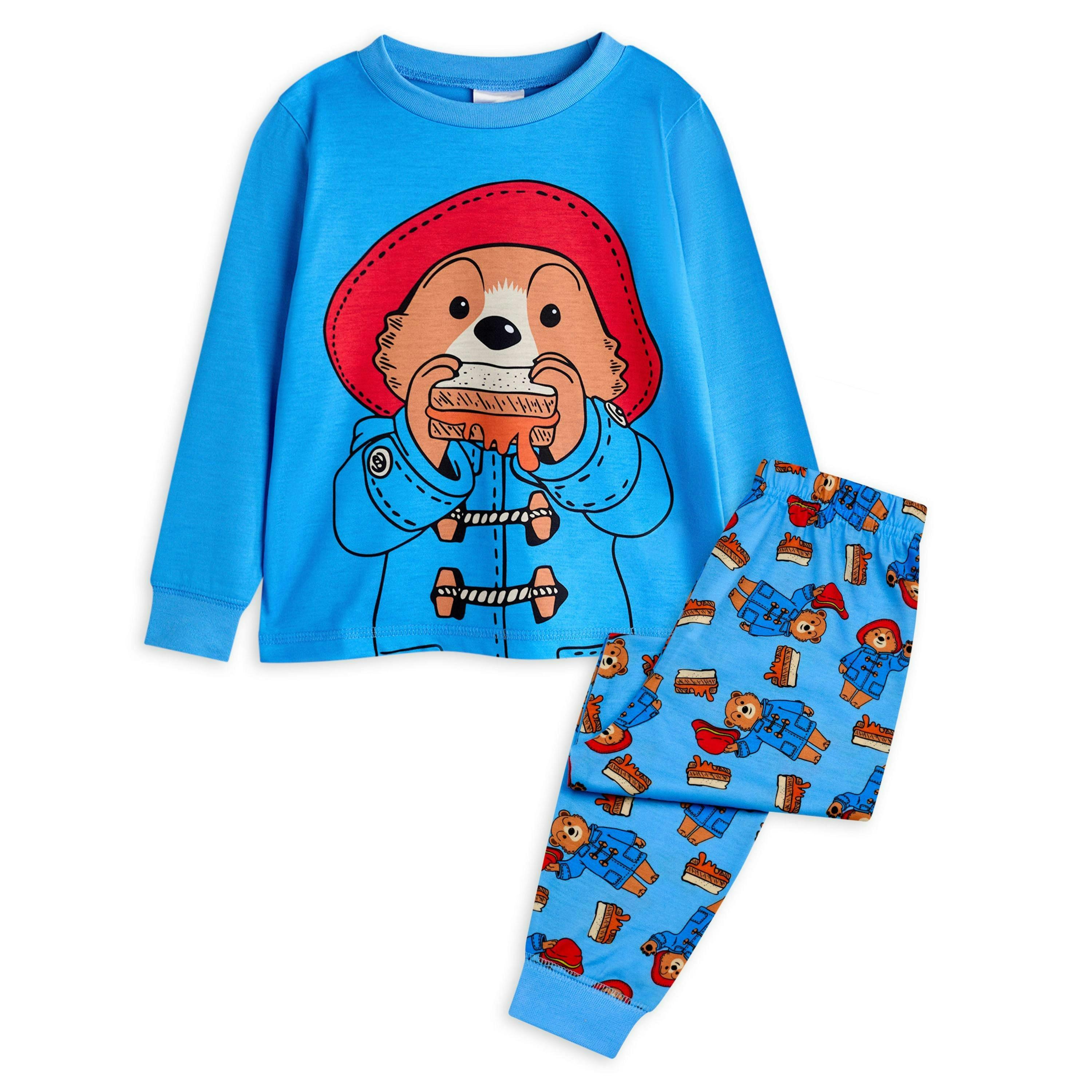 Paddington Bear Unisex Kids Blue Character Long Sleeve Long Leg Pyjama Set by Vanilla Underground , view 1 of 6
