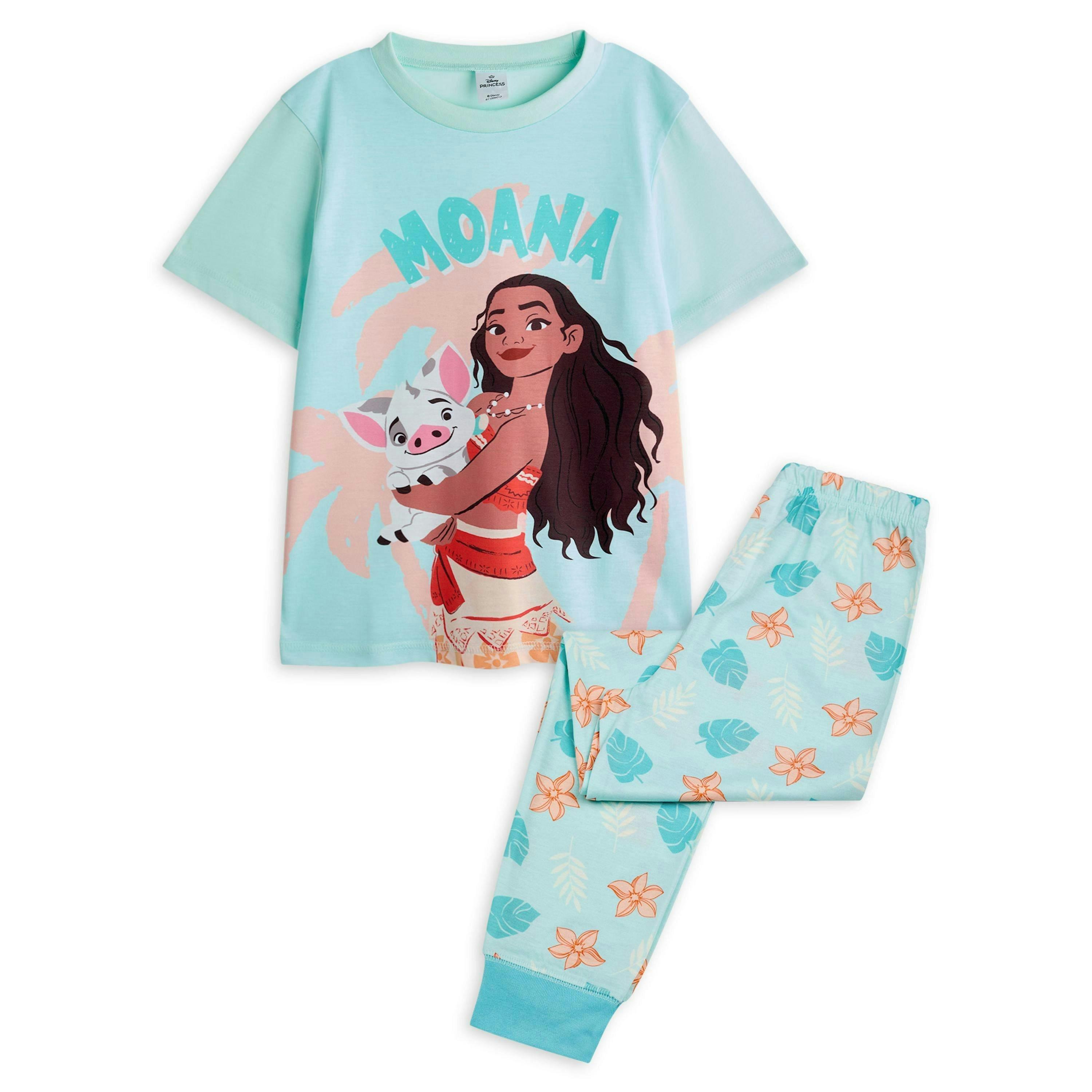 Disney Girls Blue Moana Short Sleeve Long Leg Pyjama Set by Vanilla Underground , view 1 of 6