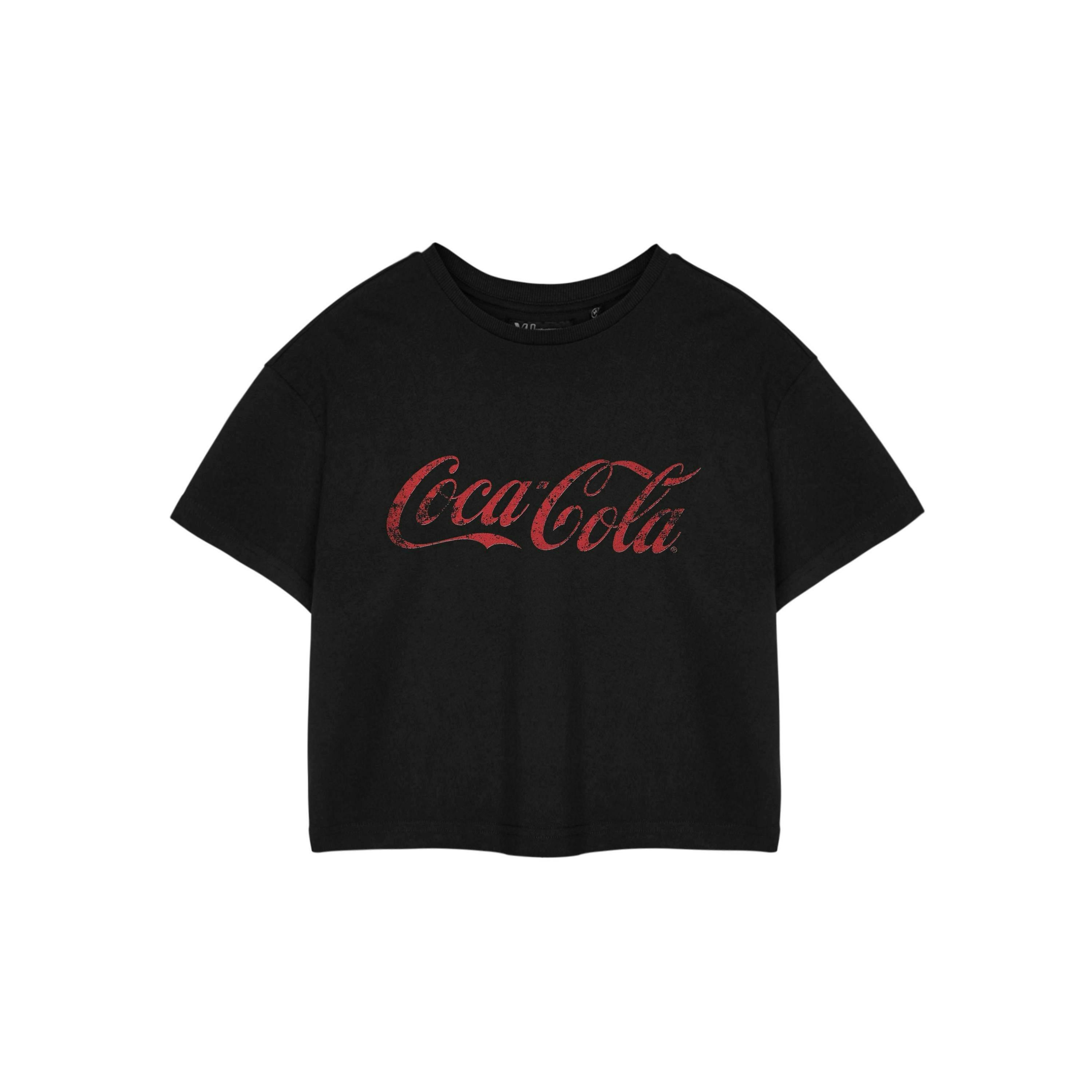 Coca Cola Womens Black Coca-Cola Cropped Short Sleeved T-Shirt by Vanilla Underground , view 1 of 3