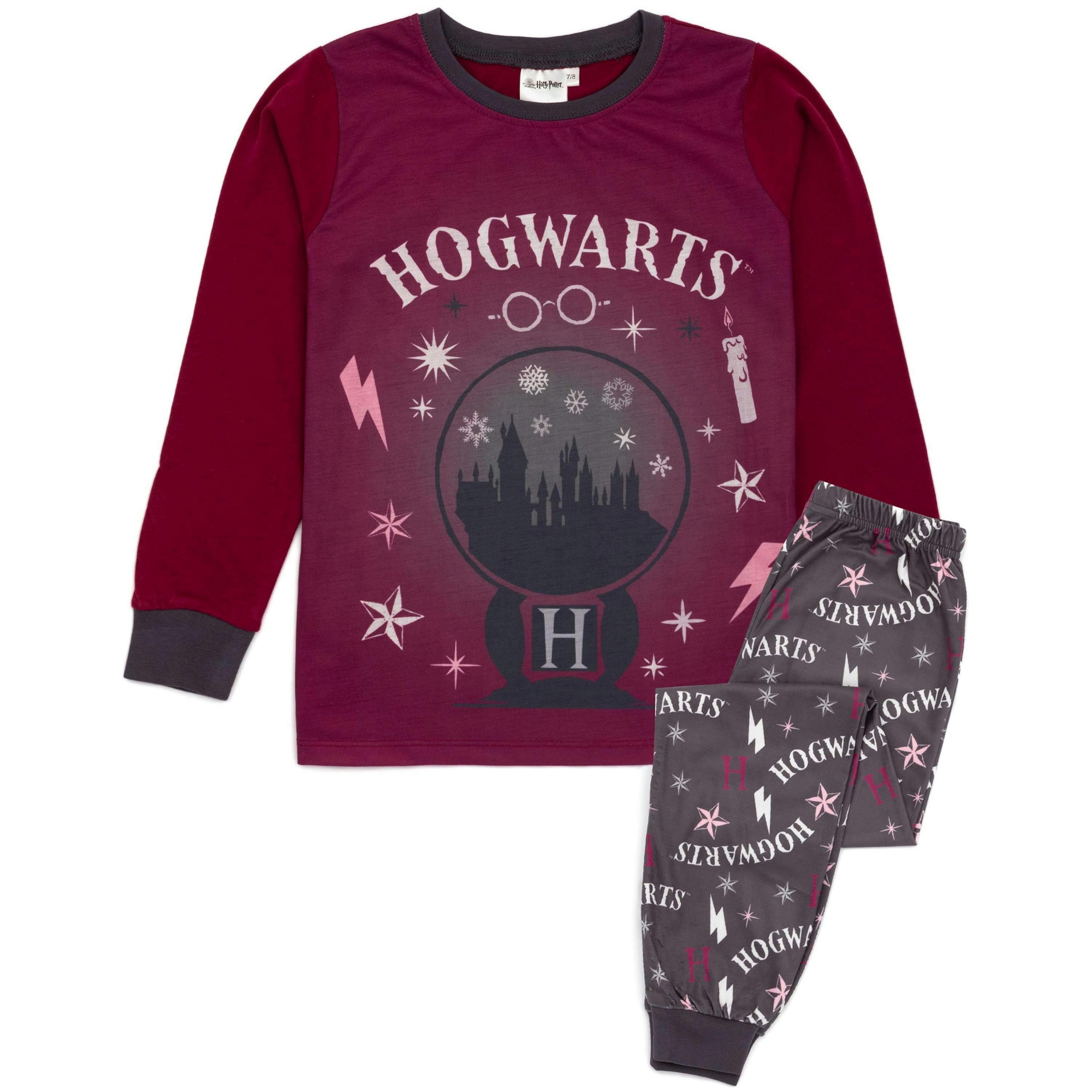 Harry Potter Girls Red Hogwarts Castle Long Sleeve Long Leg Pyjama Set by Vanilla Underground , view 1 of 6