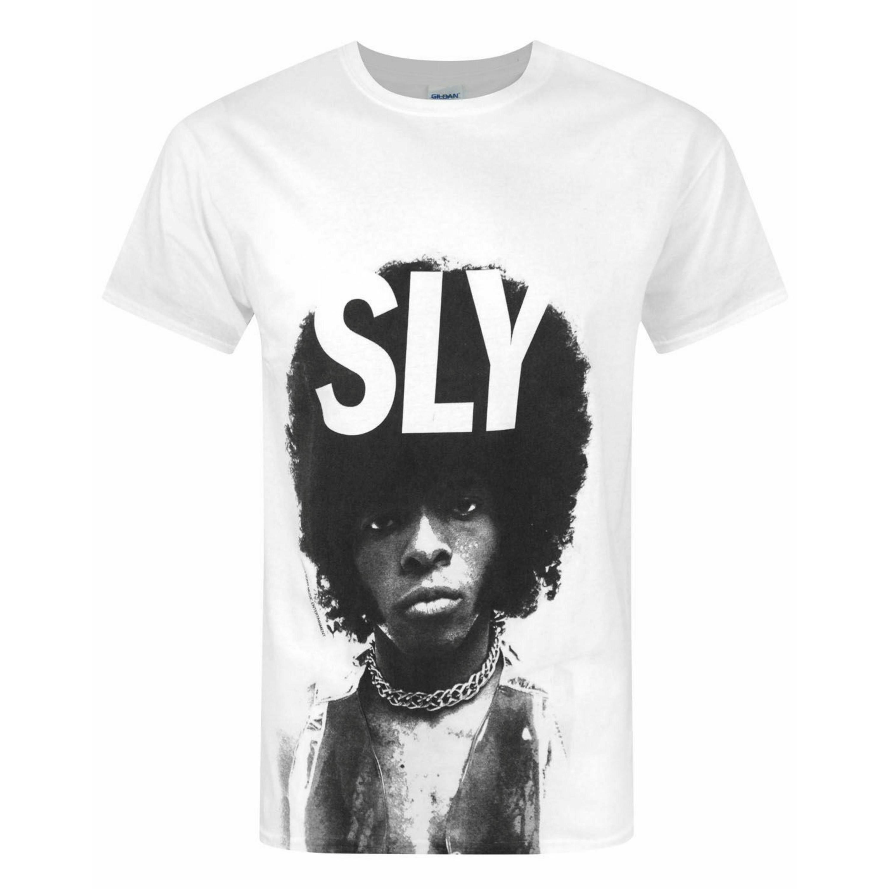 Sly Stone Mens White Character Short Sleeved T-Shirt by Vanilla Underground , view 1 of 4