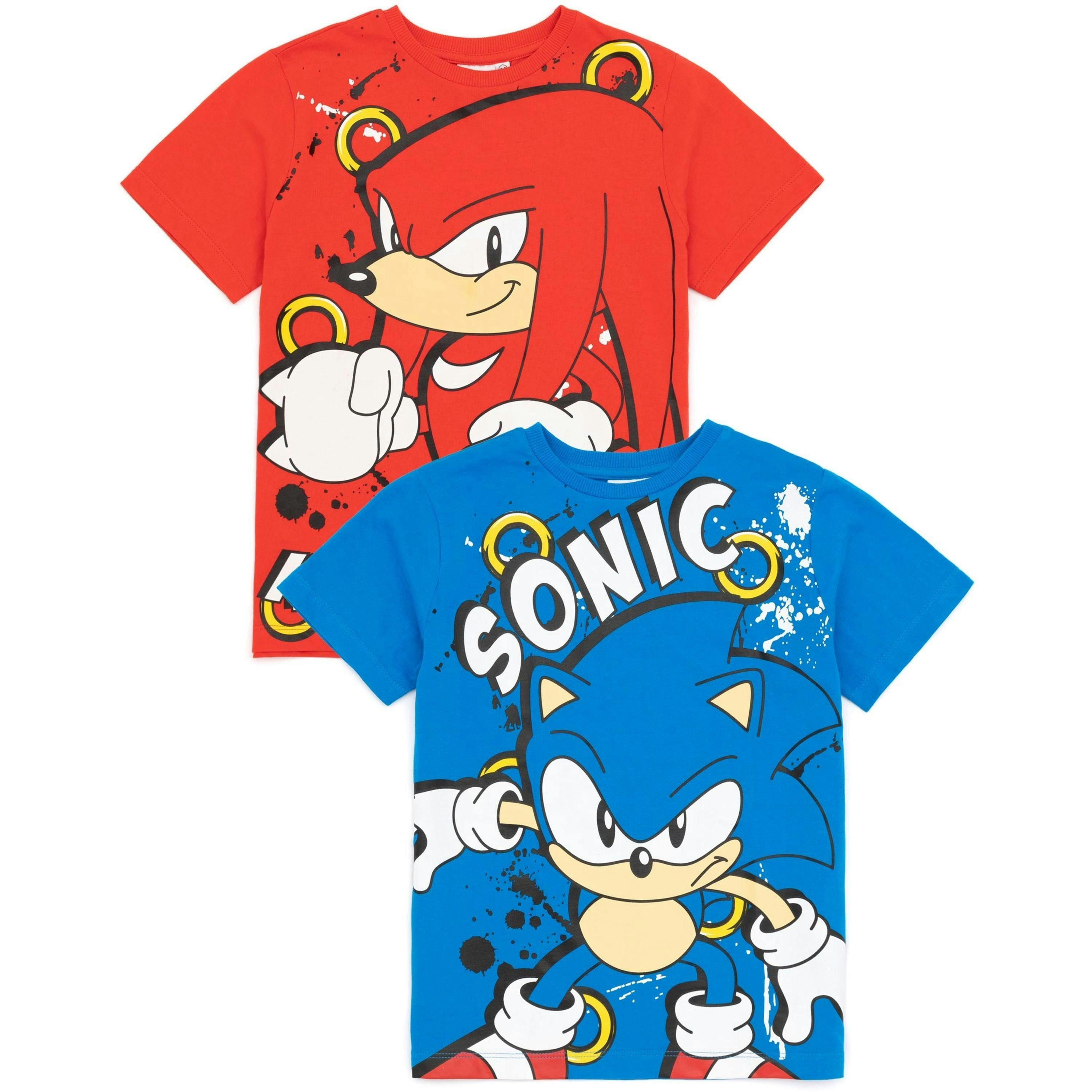 Sonic the Hedgehog Boys Multicoloured Sonic & Knuckles Multi-Pack of 2 Short-Sleeved T-Shirts by Vanilla Underground , view 1 of 5