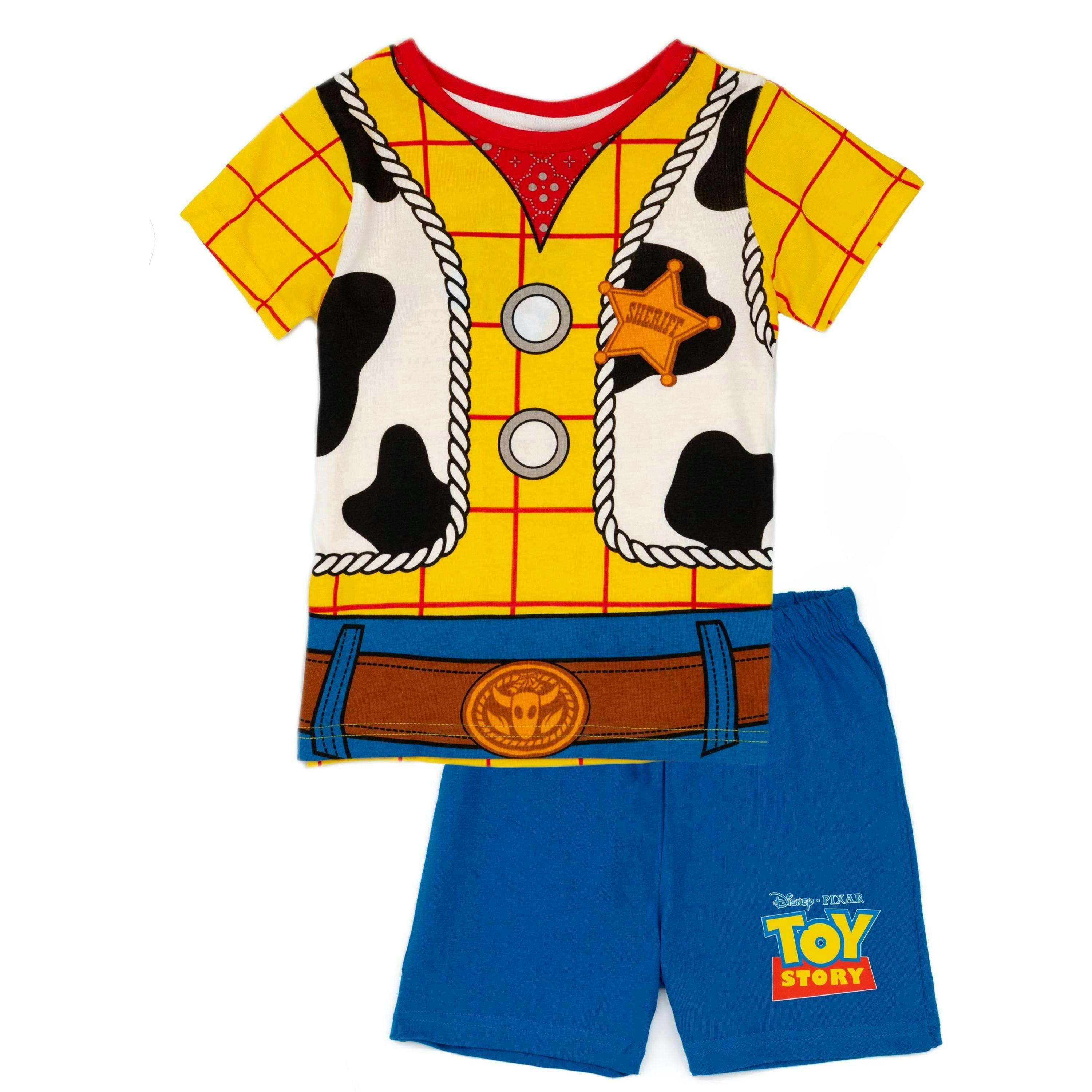Disney Toy Story Boys Blue Woody Costume Short Sleeve Short Leg Pyjama Set by Vanilla Underground , view 1 of 5