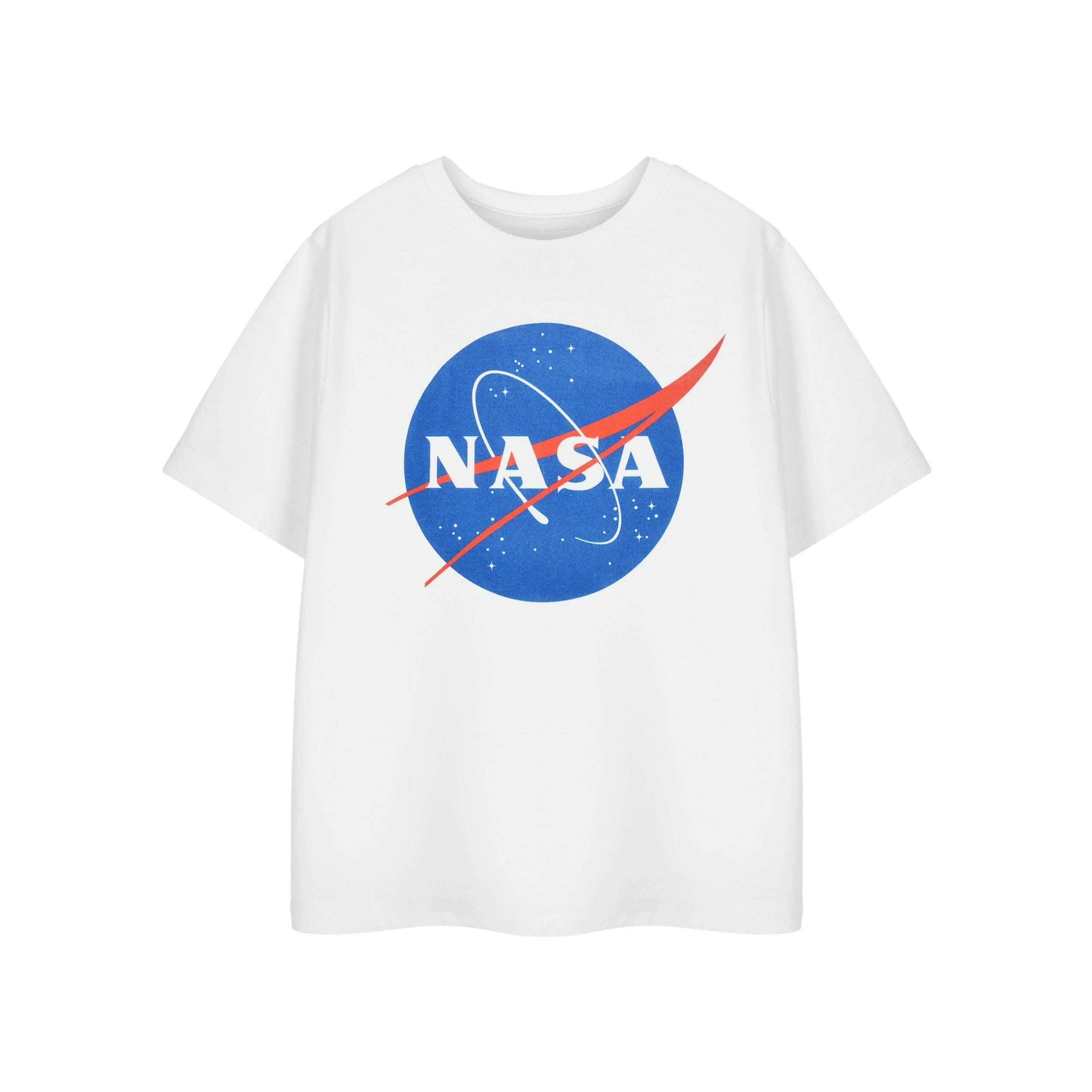 NASA Unisex Kids White Classic Logo Short Sleeved T-Shirt by Vanilla Underground , view 1 of 3