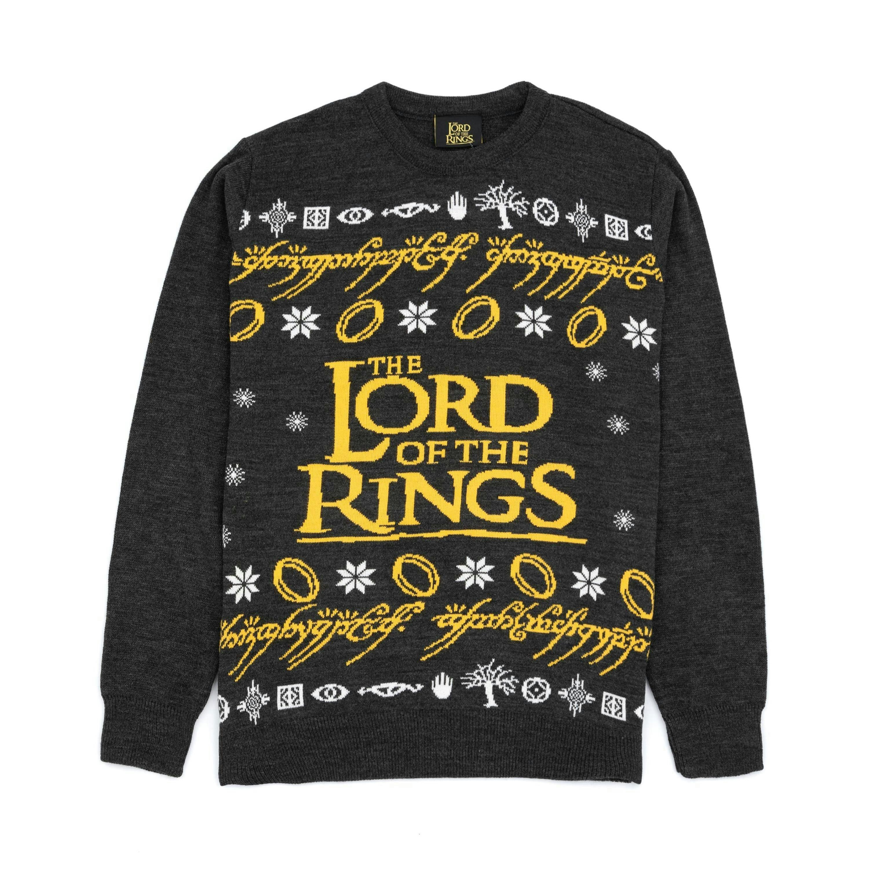 Lord Of The Rings Mens Black Christmas Jumper by Vanilla Underground , view 1 of 6