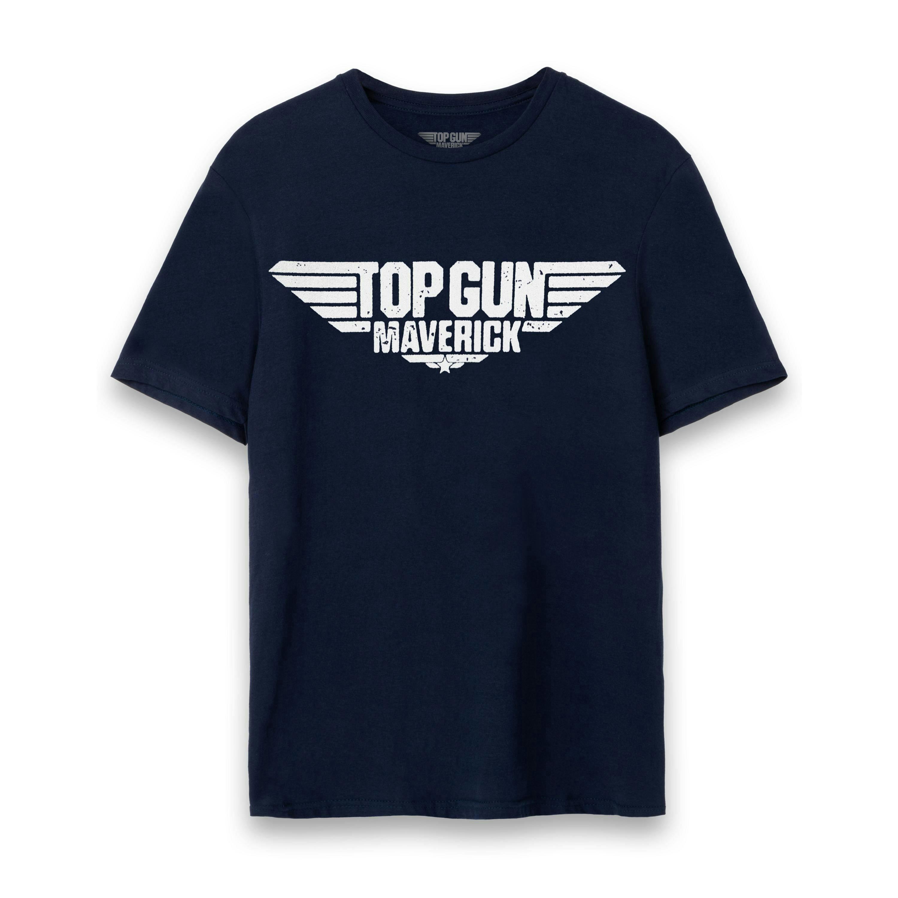 Top Gun: Maverick Mens Blue Movie Logo Short Sleeved T-Shirt by Vanilla Underground , view 1 of 6
