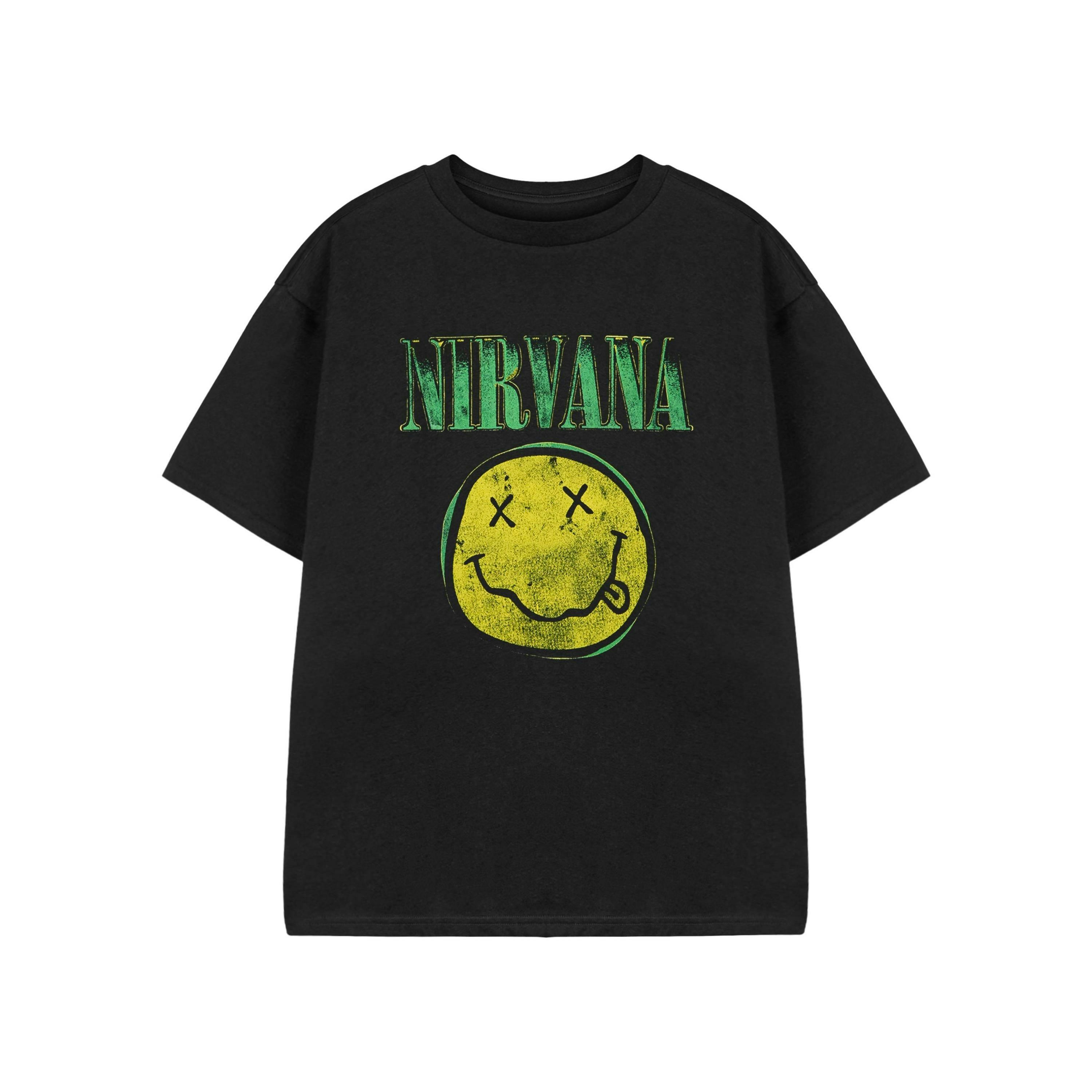 Nirvana Unisex Kids Black Yellow Logo Short Sleeved T-Shirt by Vanilla Underground , view 1 of 3