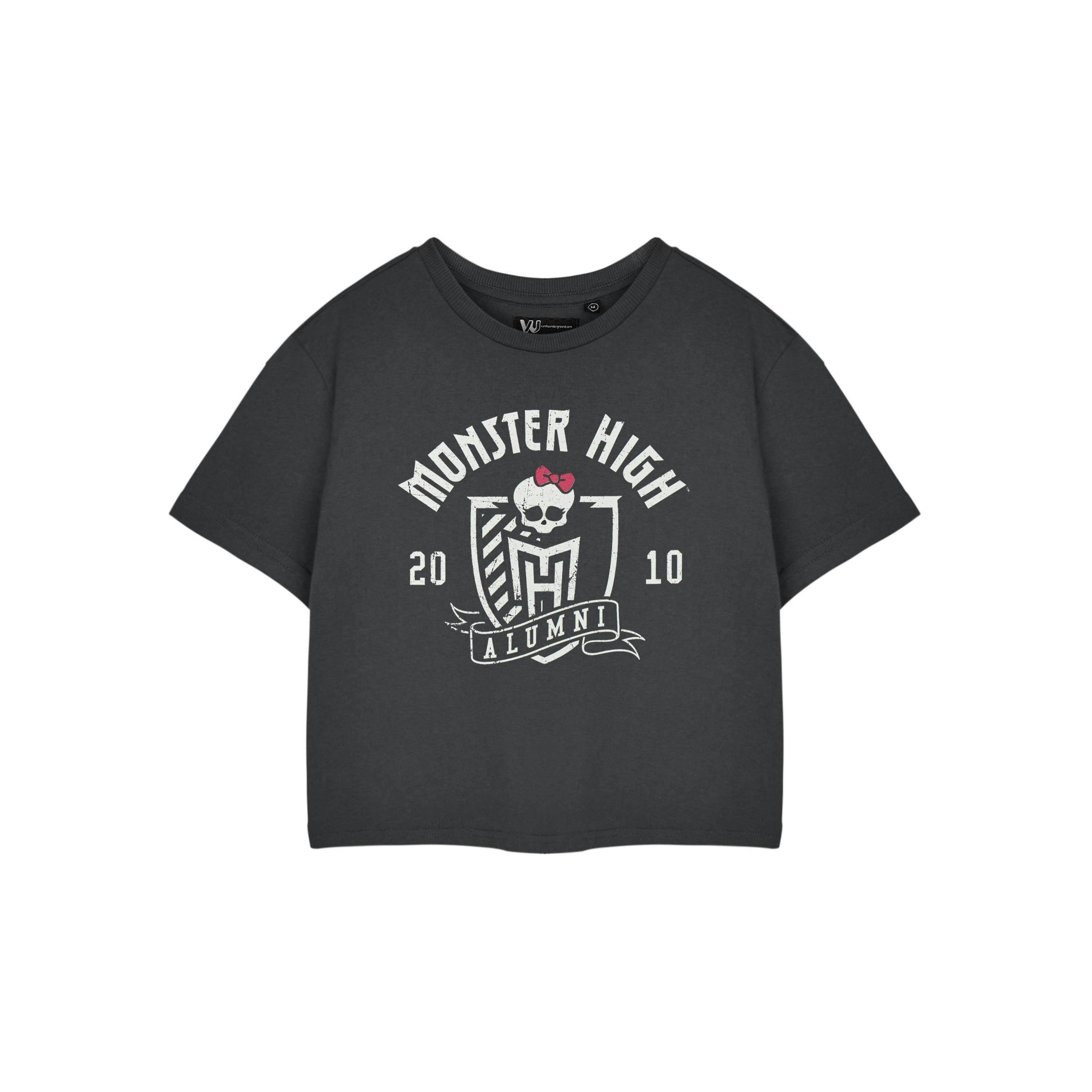 Monster High Womens Grey Alumni Cropped Short Sleeved T-Shirt by Vanilla Underground , view 1 of 3