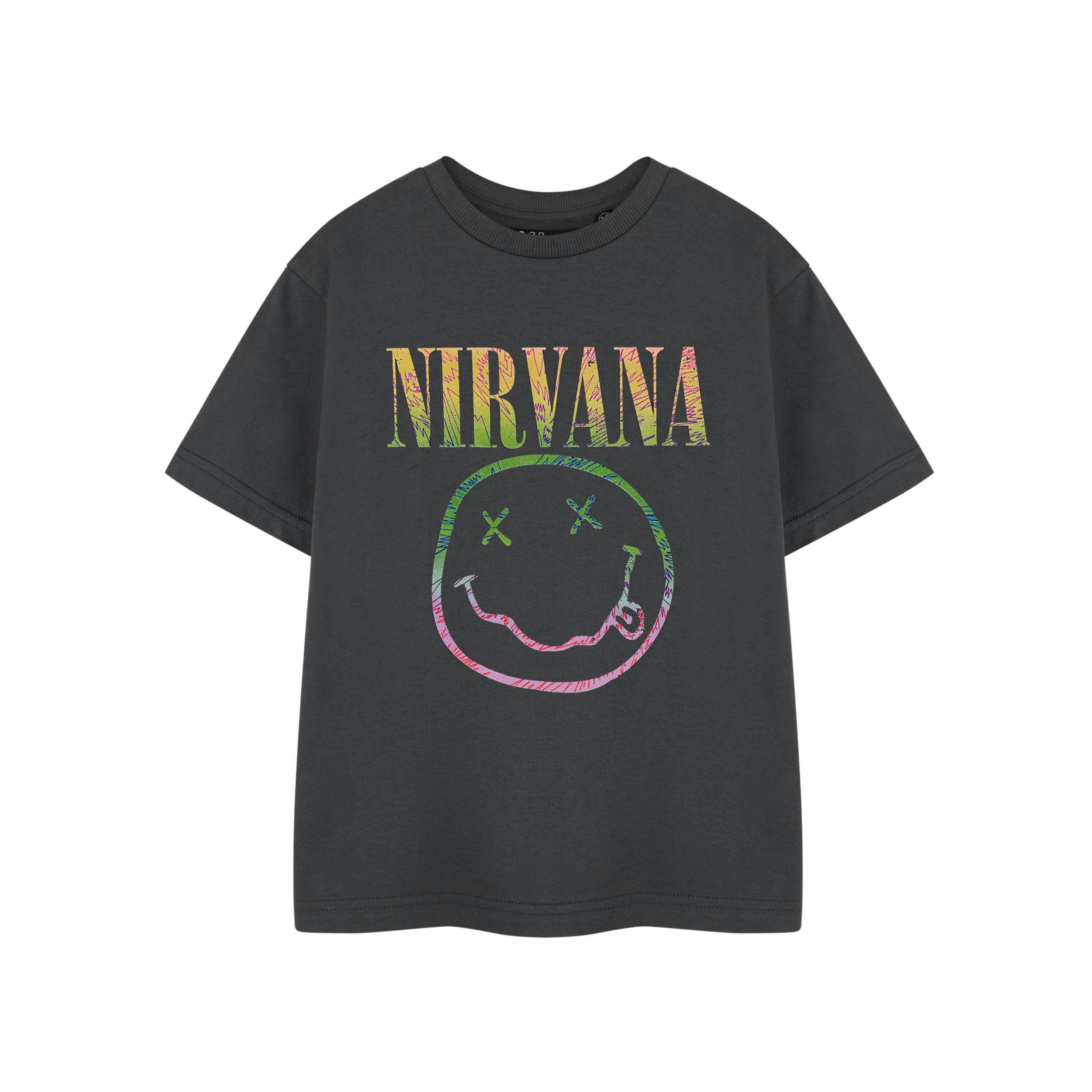 Nirvana Unisex Kids Black Rainbow Short Sleeved T-Shirt by Vanilla Underground , view 1 of 3