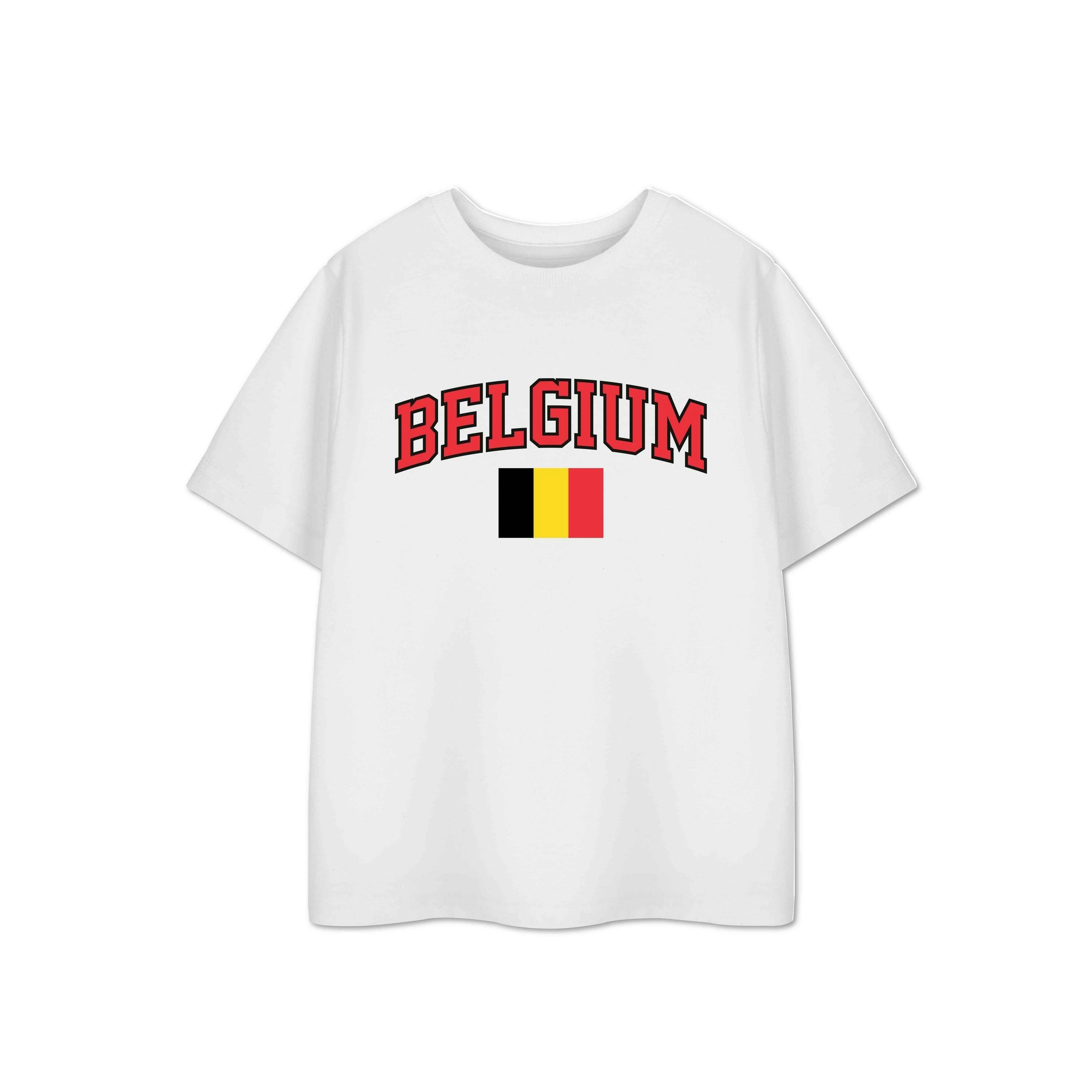 Show Me The Merch Unisex Kids White Belgium Short Sleeved T-Shirt by Vanilla Underground , view 1 of 1