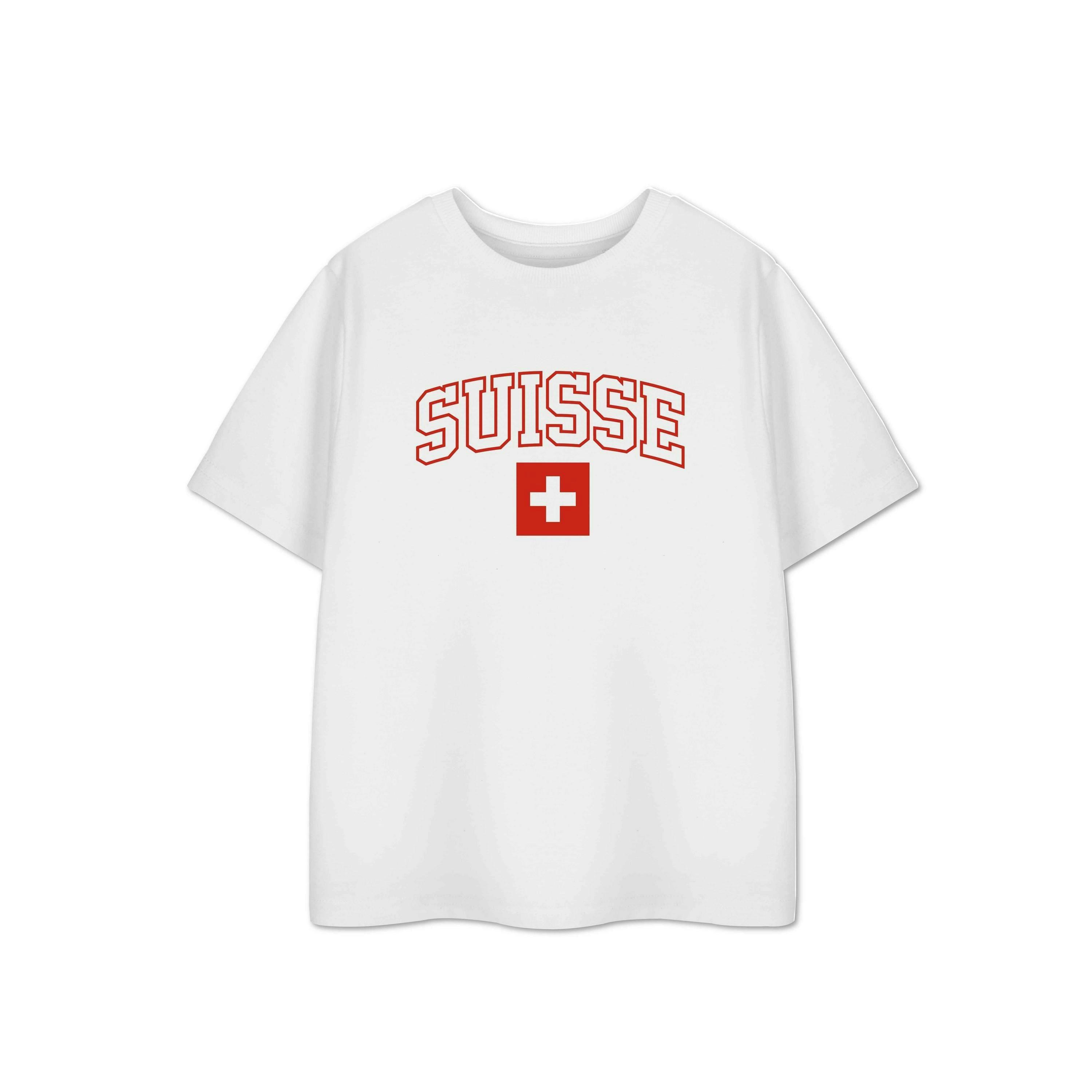 Show Me The Merch Unisex Kids White Switzerland Short Sleeved T-Shirt by Vanilla Underground , view 1 of 1