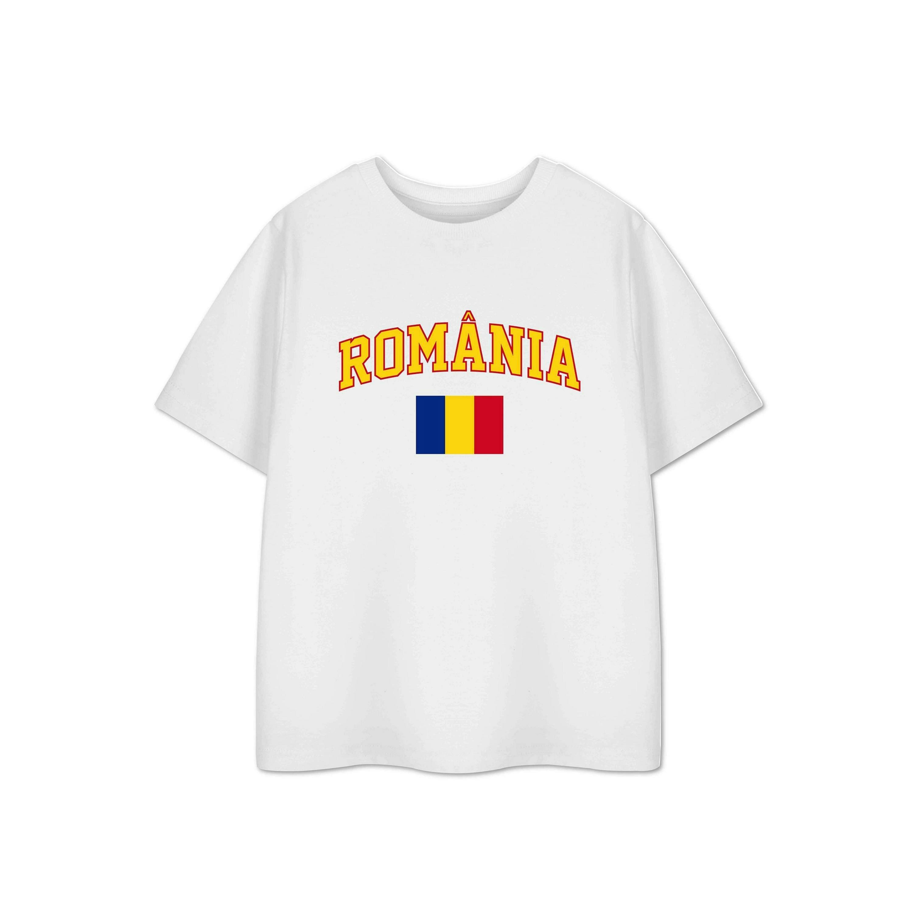 Show Me The Merch Unisex Kids White Romania Short Sleeved T-Shirt by Vanilla Underground , view 1 of 1