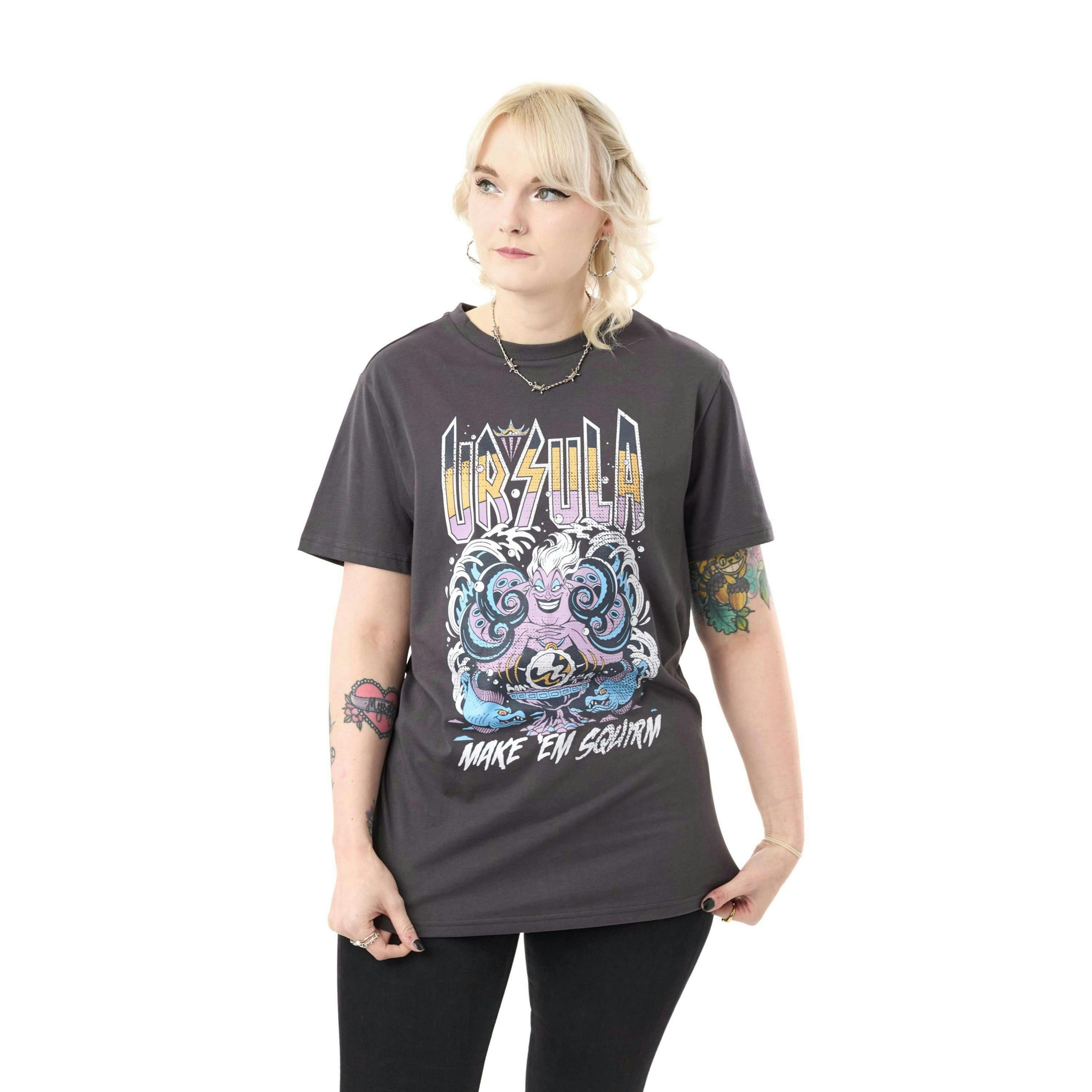 Disney Villains Womens Grey Ursula Short Sleeved T-Shirt by Vanilla Underground , view 1 of 4