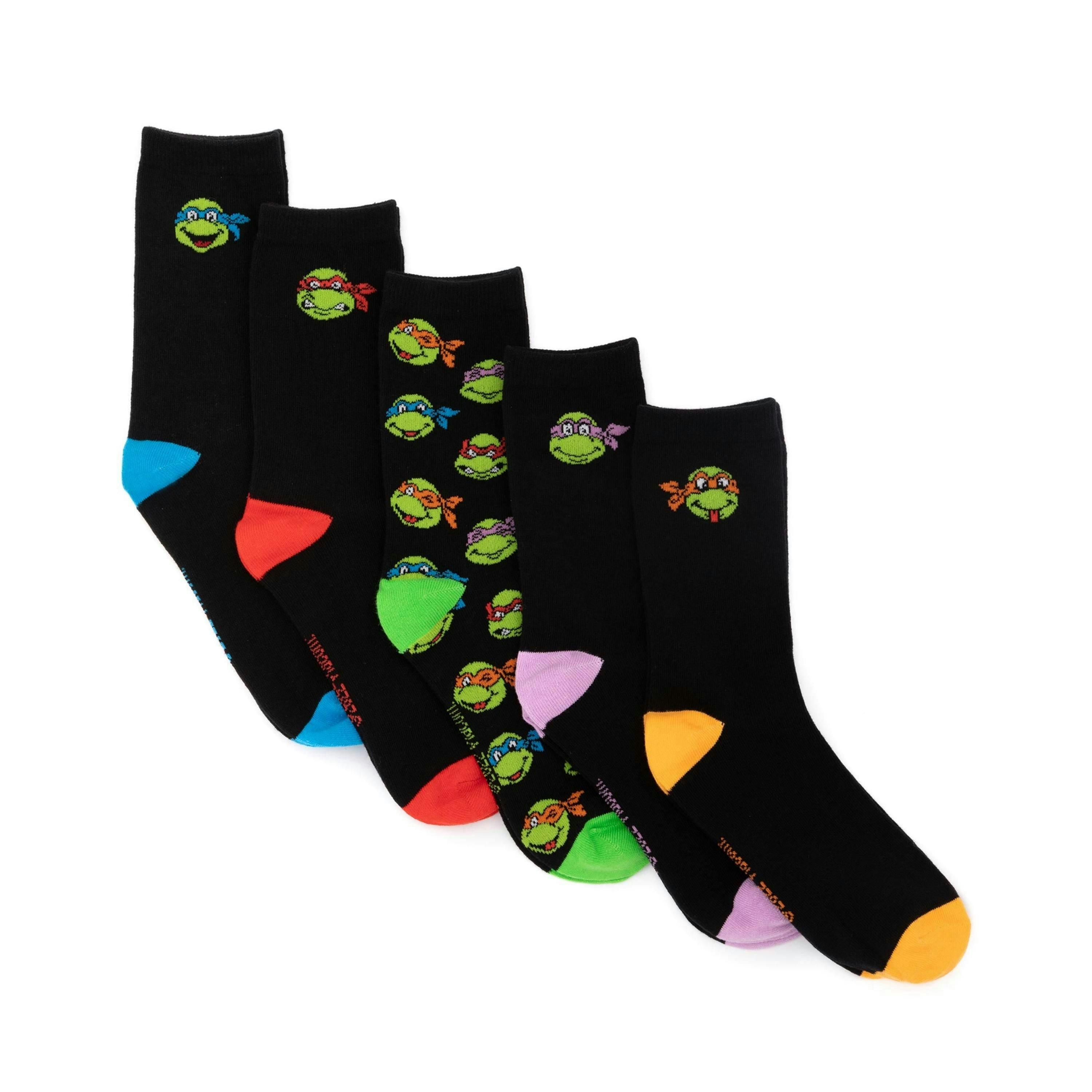Teenage Mutant Ninja Turtles Mens Black Calf Socks Set of 5 by Vanilla Underground , view 1 of 6