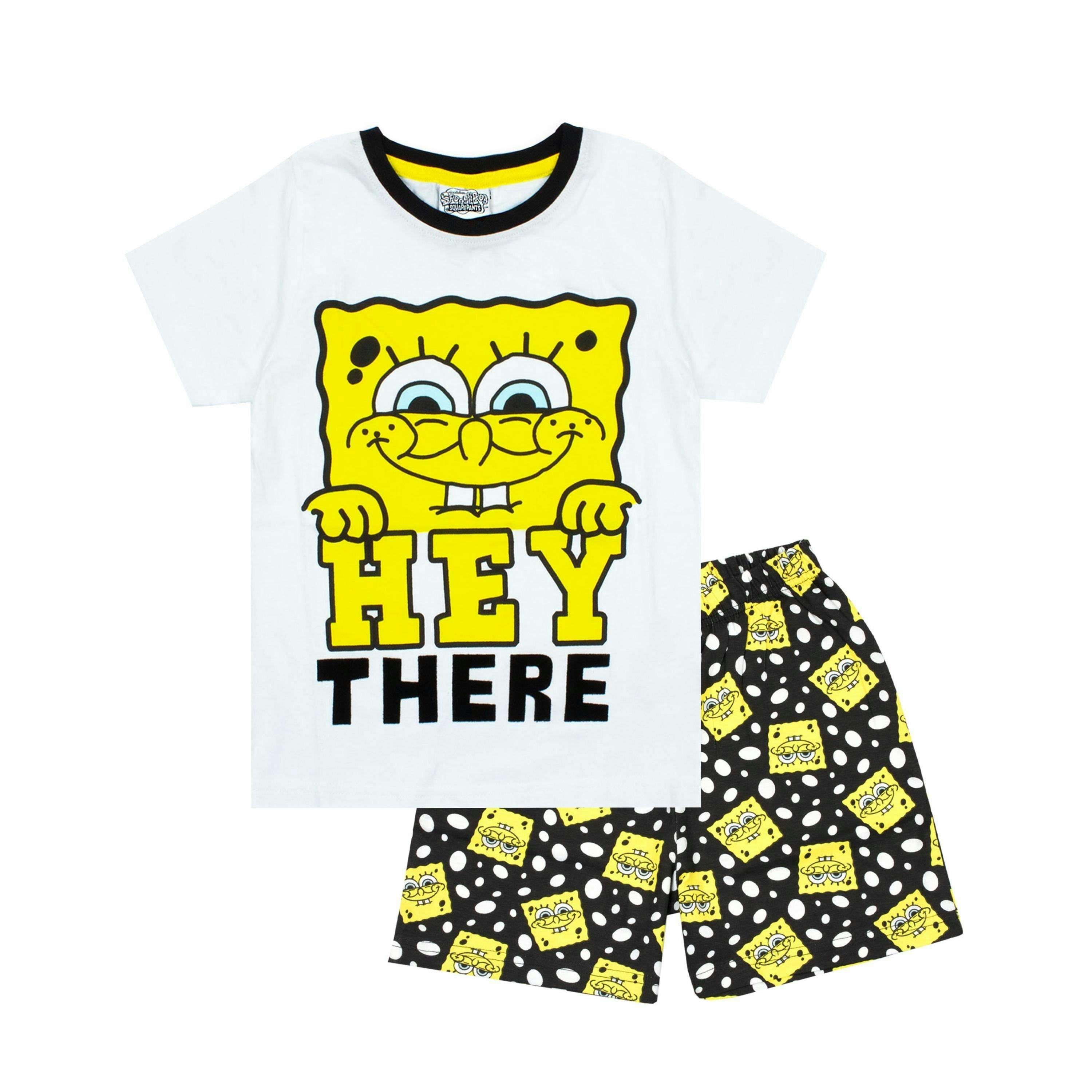 SpongeBob SquarePants Boys White Character Short Sleeve Short Leg Pyjama Set by Vanilla Underground , view 1 of 4