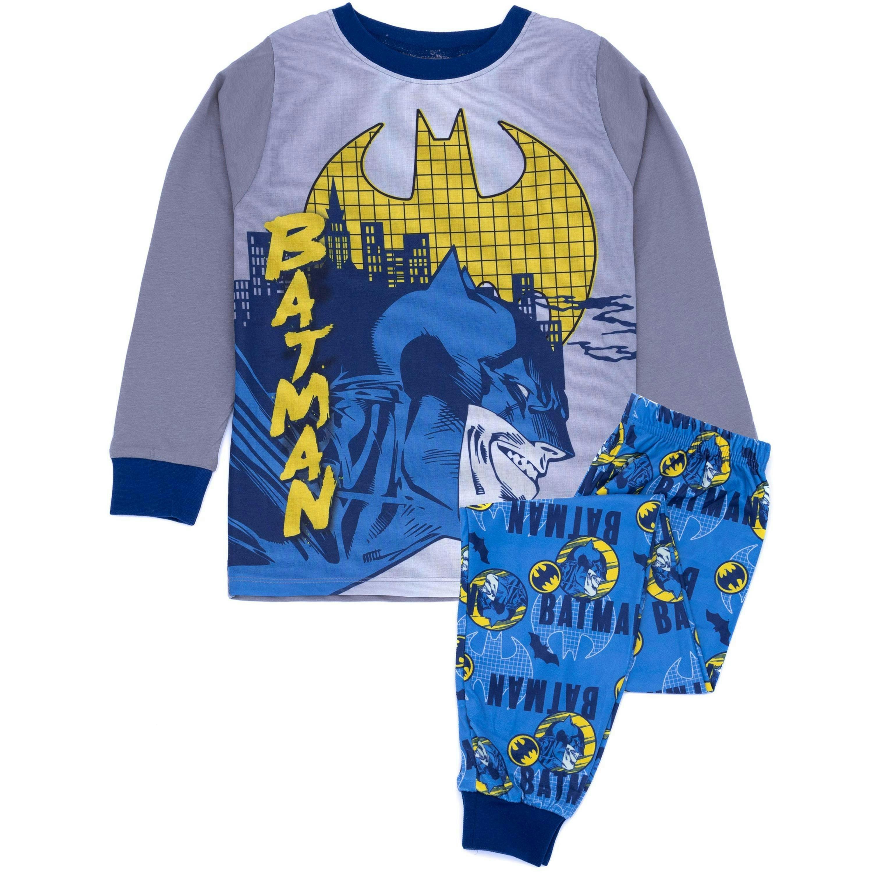 DC Comics Boys Grey Batman Long Sleeve Long Leg Pyjama Set by Vanilla Underground , view 1 of 6