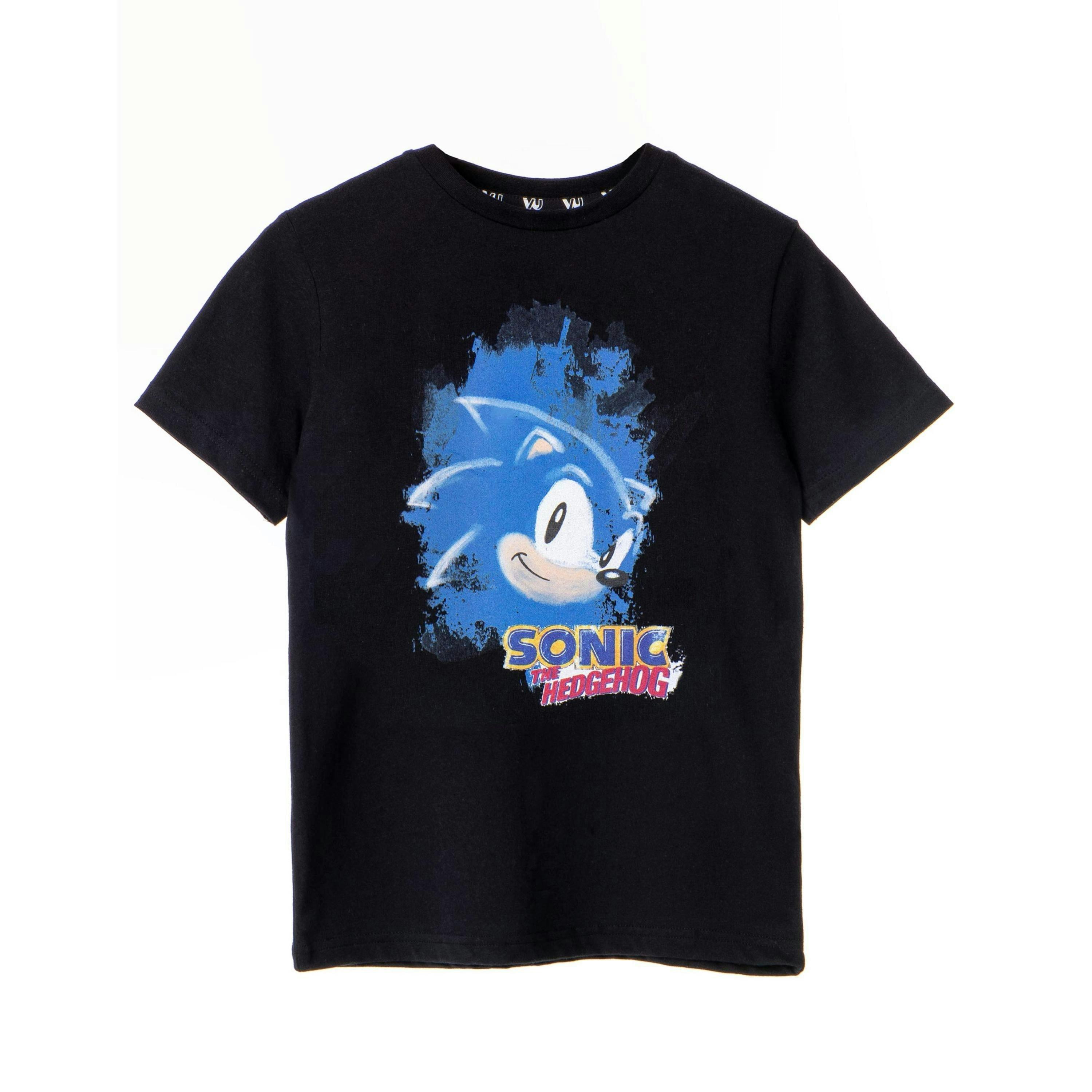 Sonic the Hedgehog Boys Black Watercolour Short Sleeved T-Shirt by Vanilla Underground , view 1 of 6