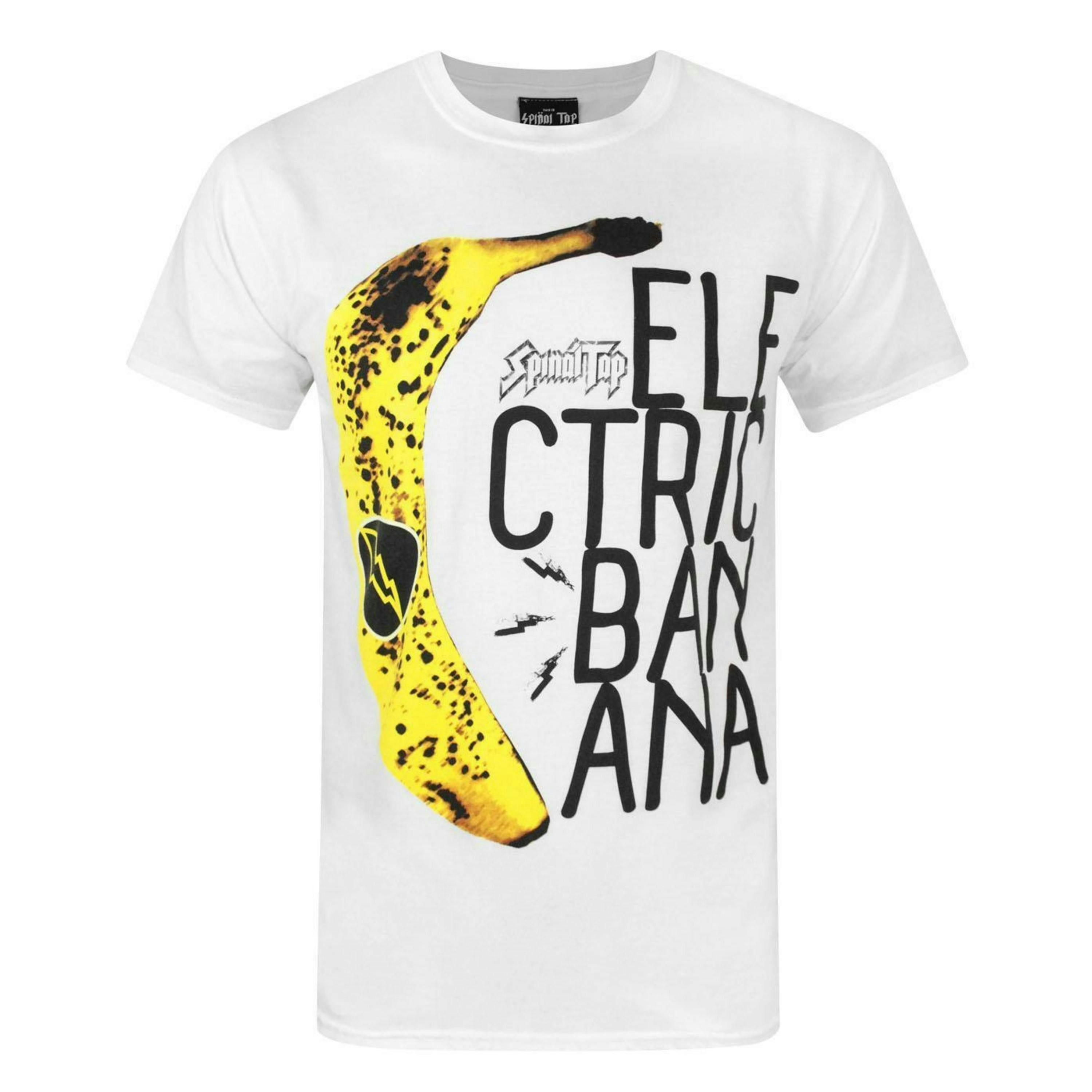 Spinal Tap Mens White Electric Banana Graphic With Logo Short Sleeved T-Shirt by Vanilla Underground , view 1 of 4