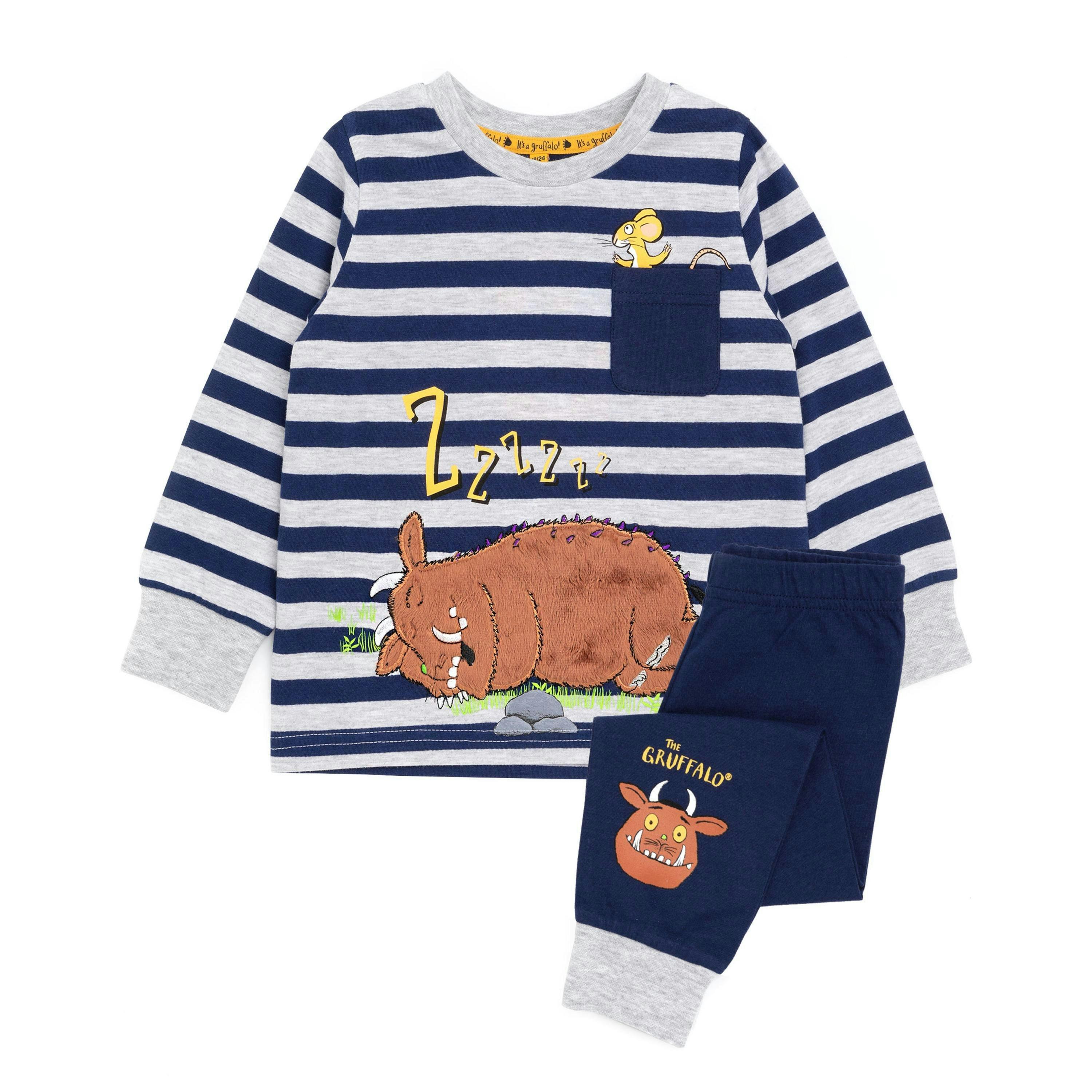 Gruffalo & Friends Boys Blue Gruffalo, Mouse Long Sleeve Long Leg Pyjama Set [dis] by Vanilla Underground , view 1 of 6