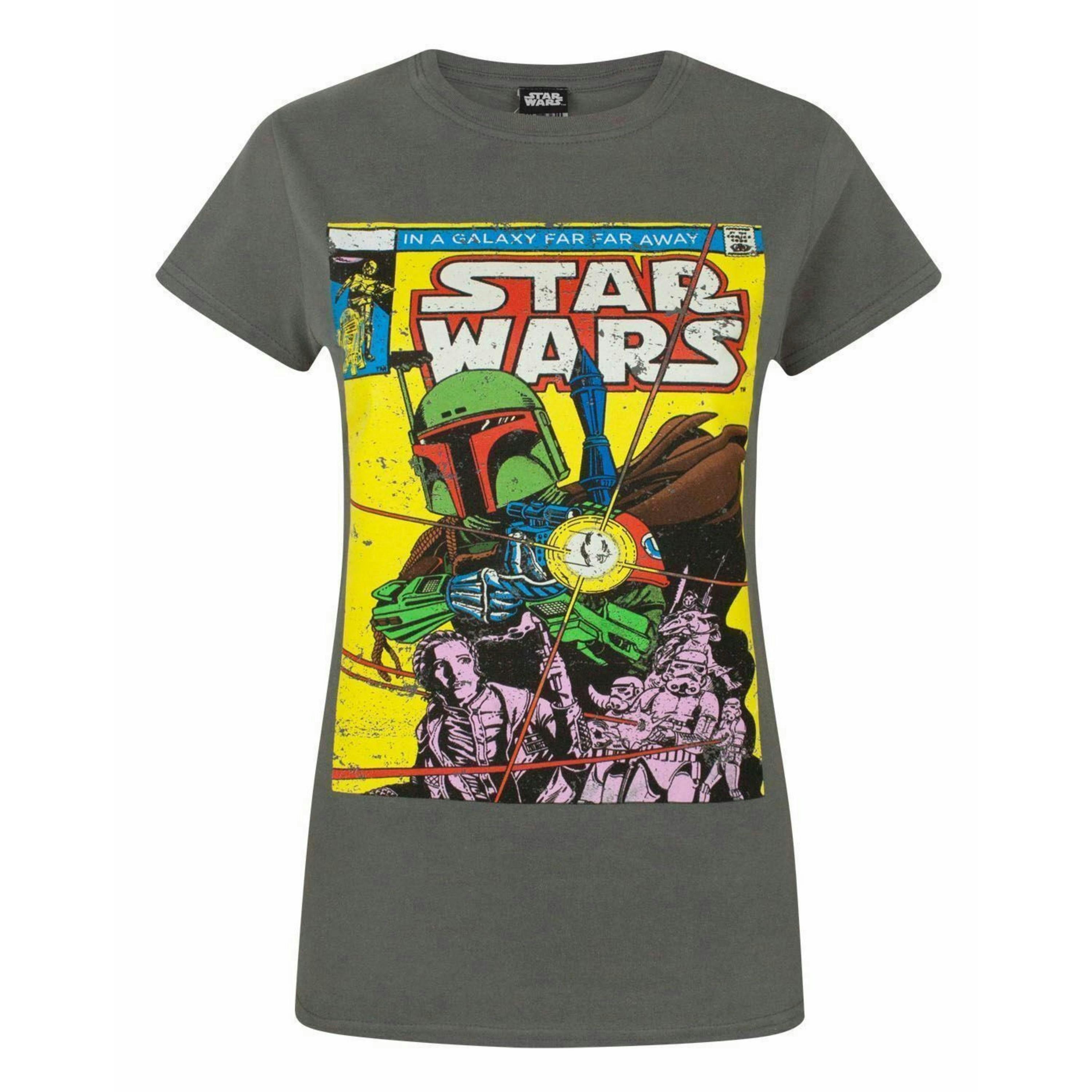 Star Wars Womens Grey Boba Fett Short Sleeved T-Shirt by Vanilla Underground , view 1 of 4
